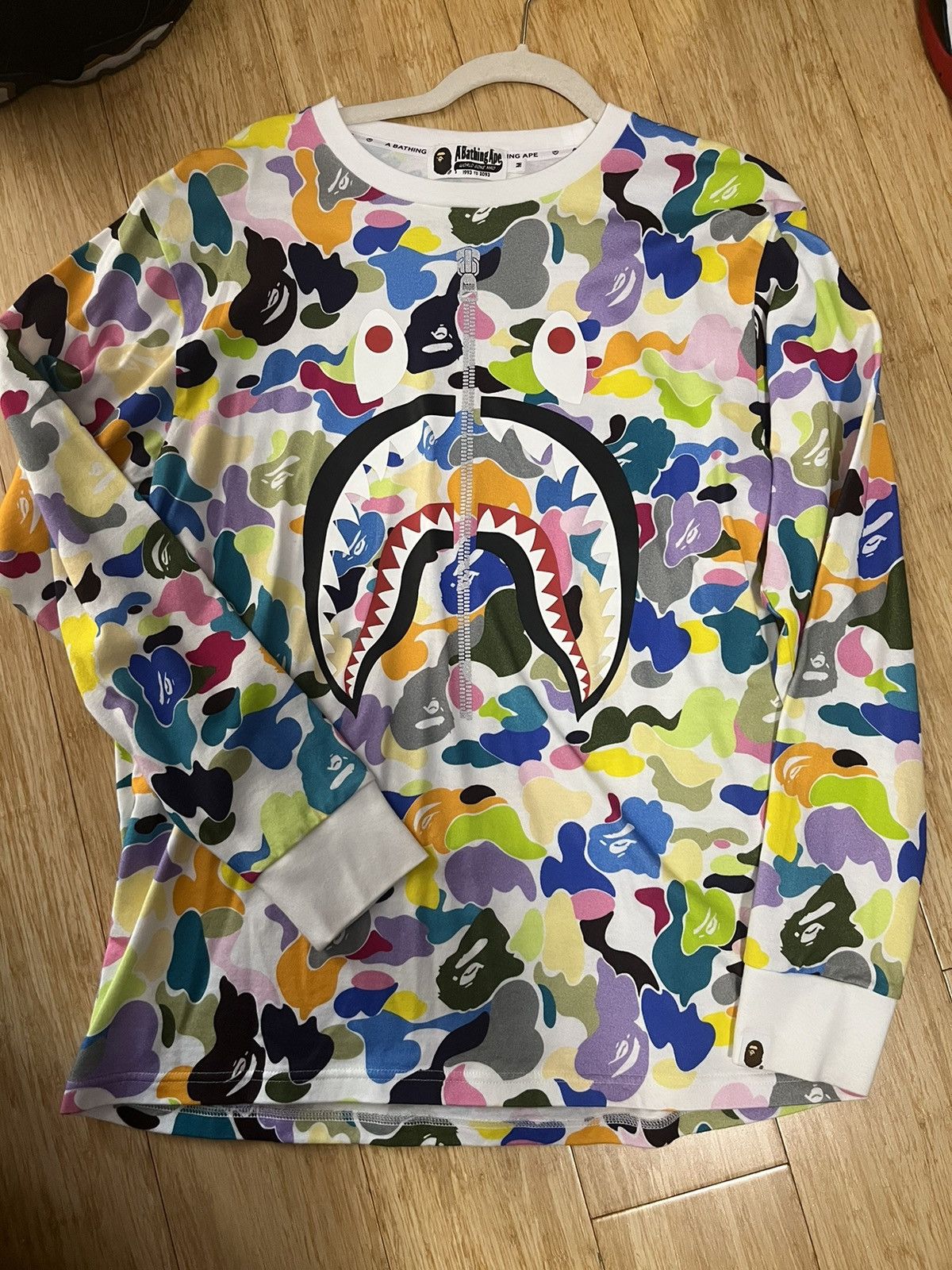 Bape Multi Camo Shark L/S Tee | Grailed