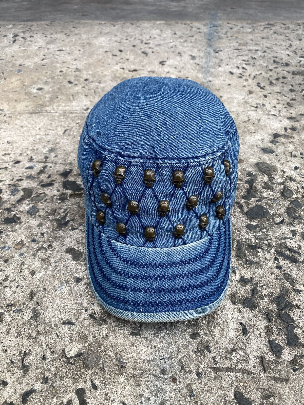 Beauty Beast × Japanese Brand × Le Grande Bleu (L.G.B.) Vintage Y2k J.cap&co Denim Skull Hats Size ONE SIZE - 4 Thumbnail