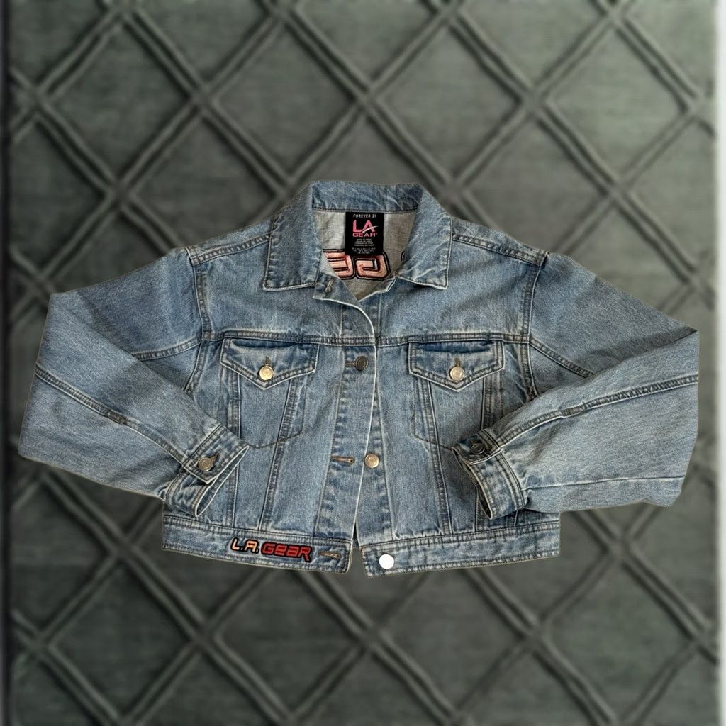 La Gear LA Gear Denim Jacket Womens L Embroidered Logo Small Wool? Size L / US 10 / IT 46 - 1 Thumbnail
