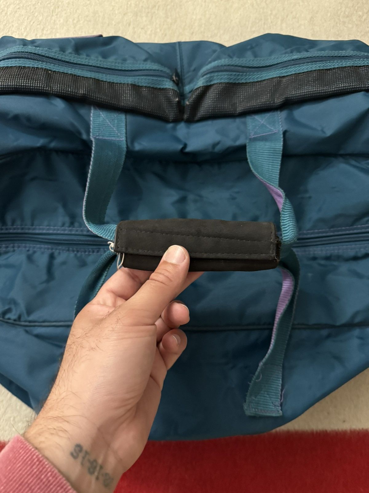 Nike × Vintage Vintage 80s 90s Purple Teal Aqua Nike Jumbo Duffle Bag BRS Size ONE SIZE - 23 Thumbnail