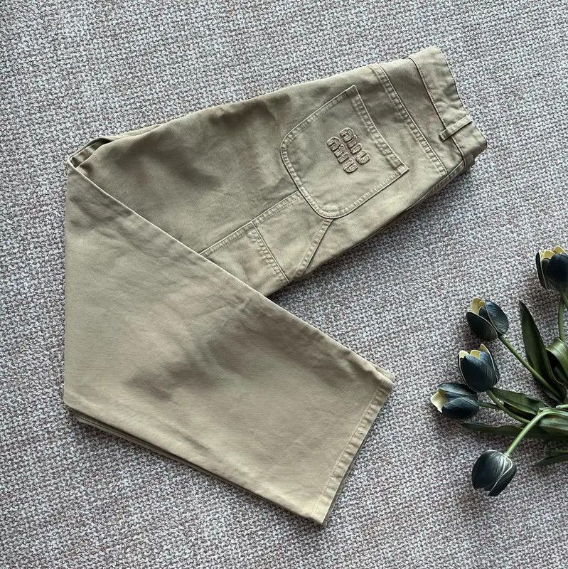 Miu Miu Miu Miu Khaki Cotton Women's Jeans 0089 Size 23" - 1 Thumbnail