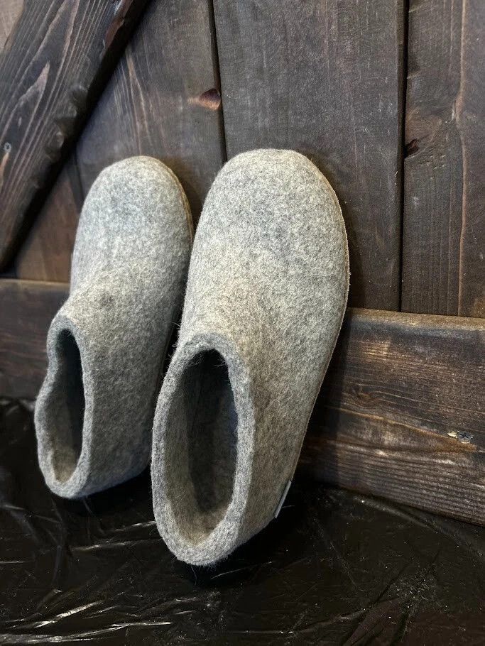 glerups Glerups Shoe Gray Slipper With Leather Bottom - EU Size 35 Size US 4 / IT 34 - 3 Thumbnail