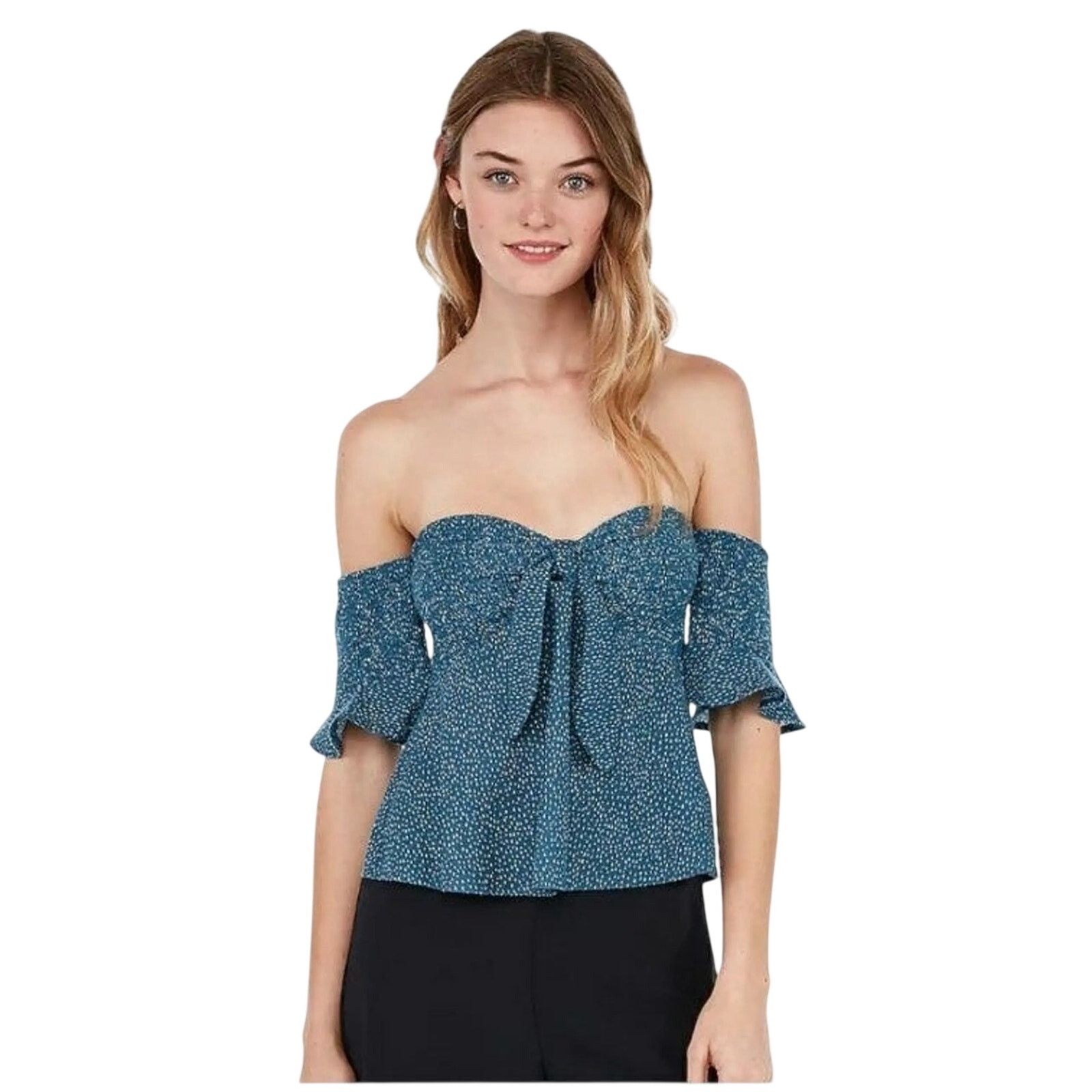 Express Express Chelsea Blue Polka Dot Crop Top Small Size S / US 4 / IT 40 - 1 Thumbnail