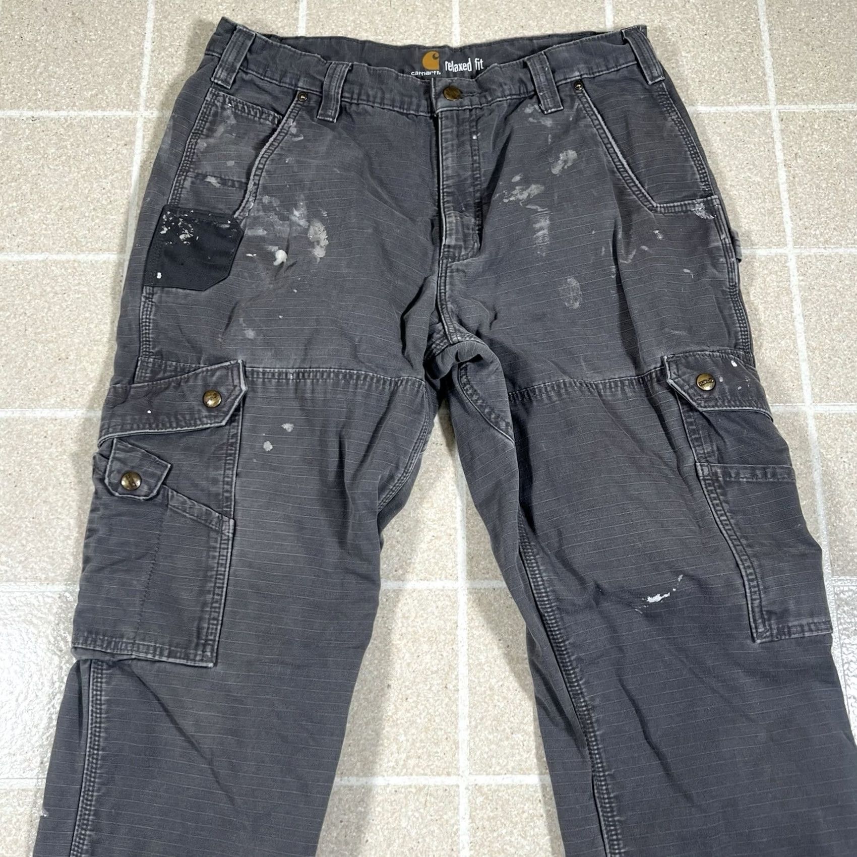 Carhartt Carhartt Cargo Pants Men's Gray Relaxed Fit Flannel Lined Work Ripstop 32x30 Size US 32 / EU 48 - 2 Thumbnail