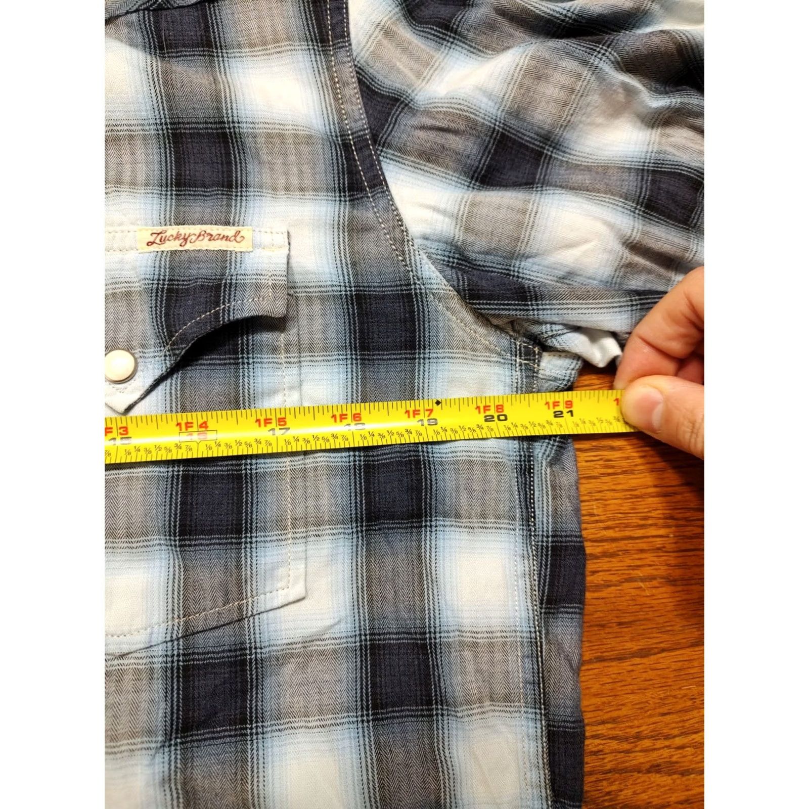 Lucky Brand Lucky Brand Mens Shirt Blue Plaid Pearl Snap Long Sleeve Western Fit M Size US M / EU 48-50 / 2 - 7 Thumbnail