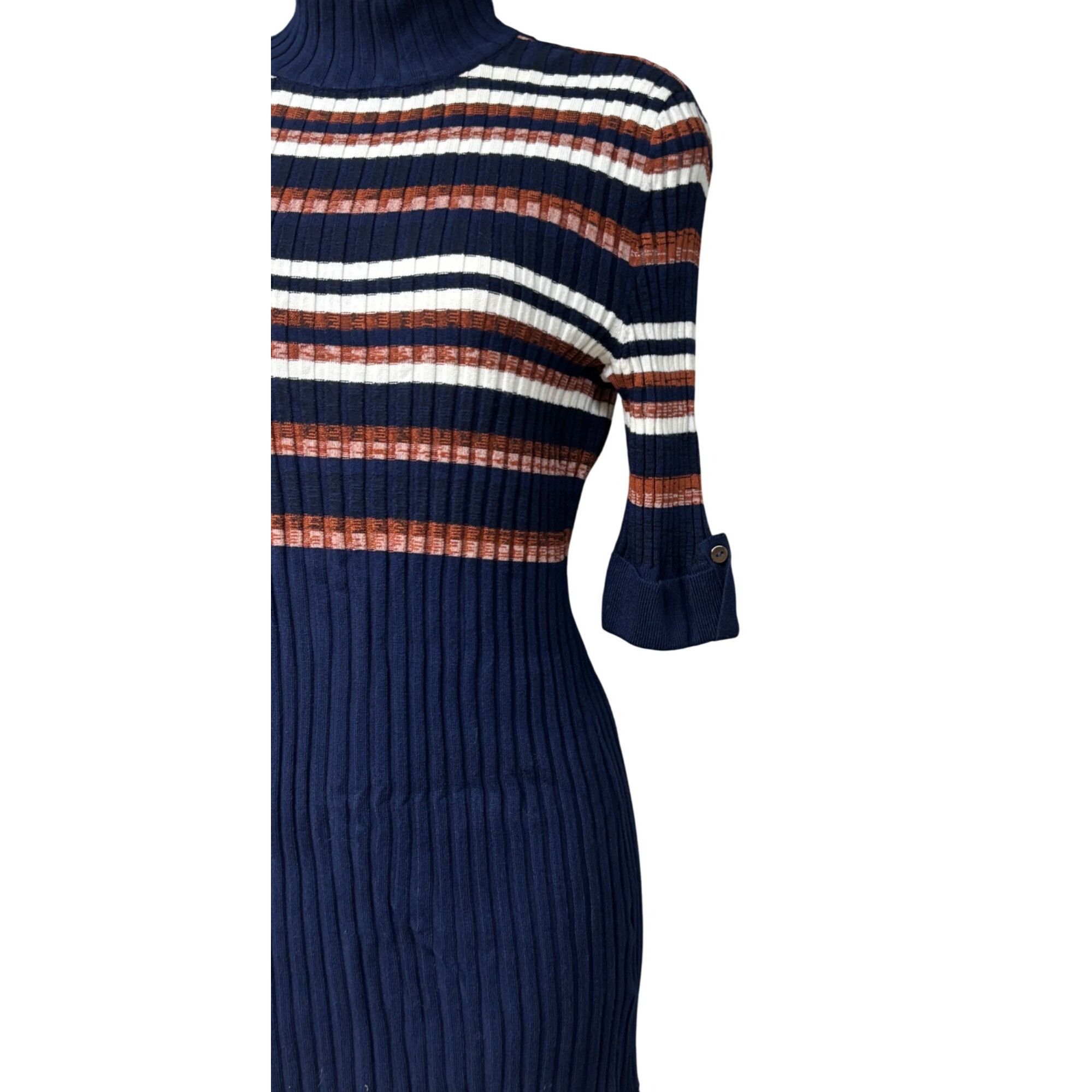 Style & Co Style & Co Mock Neck ribbed Elbow-sleeve, Striped Sweater, S Size M / US 6-8 / IT 42-44 - 4 Thumbnail