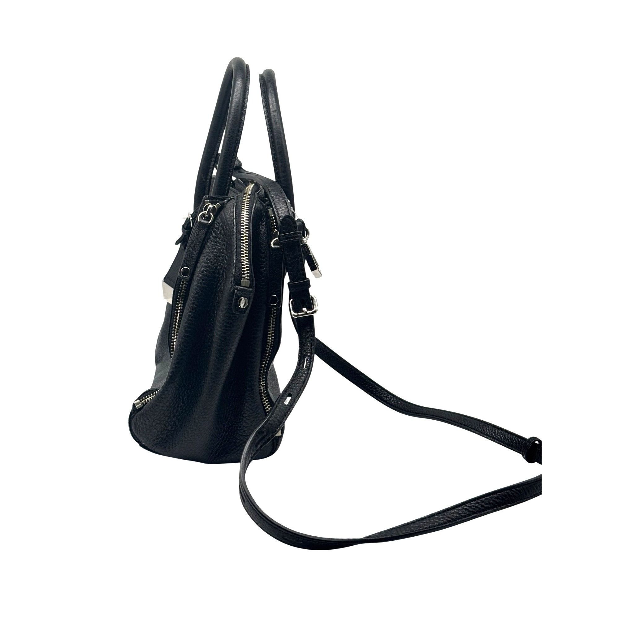 Rebecca Minkoff Rebecca Minkoff Textured Leather Mini Perry Satchel in Black Size ONE SIZE - 7 Thumbnail