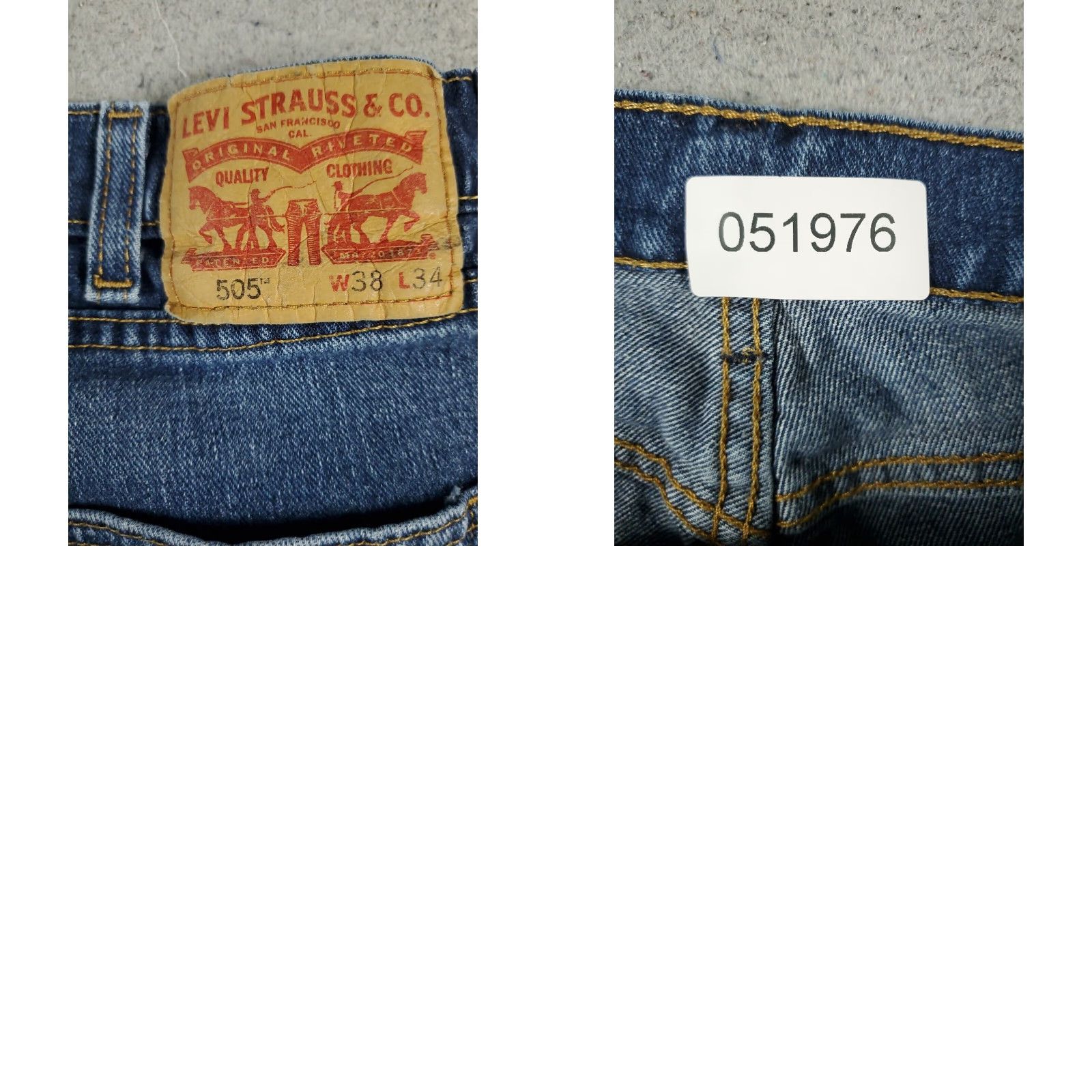 Levi's Levis 505 Jeans Mens 38x34 Blue Straight Leg Regular Fit Cotton Denim Pants Size US 38 / EU 54 - 8 Thumbnail