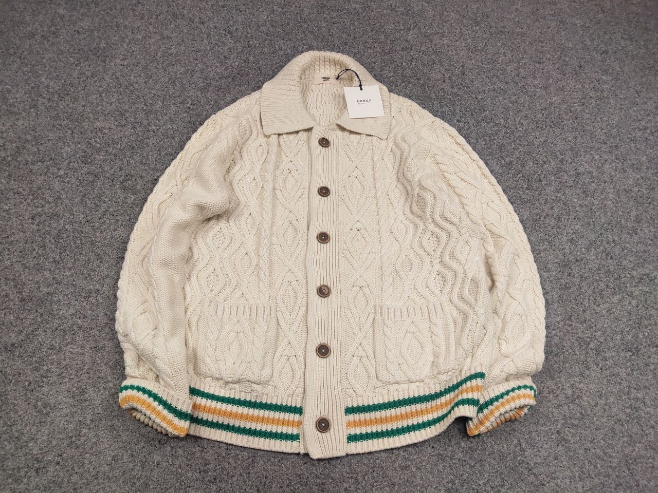 Creep Creep by Hiroshi Awai Design Beige Knit Bottom Cardigan Size US XL / EU 56 / 4 - 2 Thumbnail