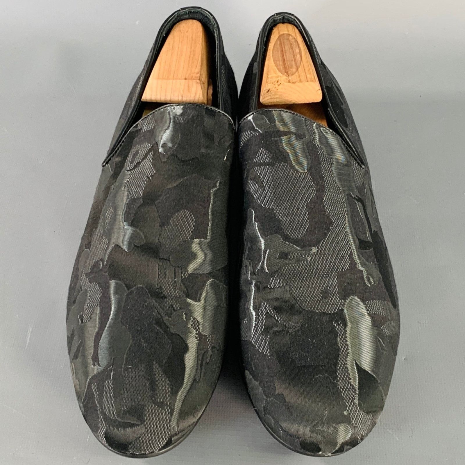 Jimmy Choo JIMMY CHOO Black Camouflage Figures Canvas Slip On Loafers Size US 8 / EU 41 - 4 Thumbnail