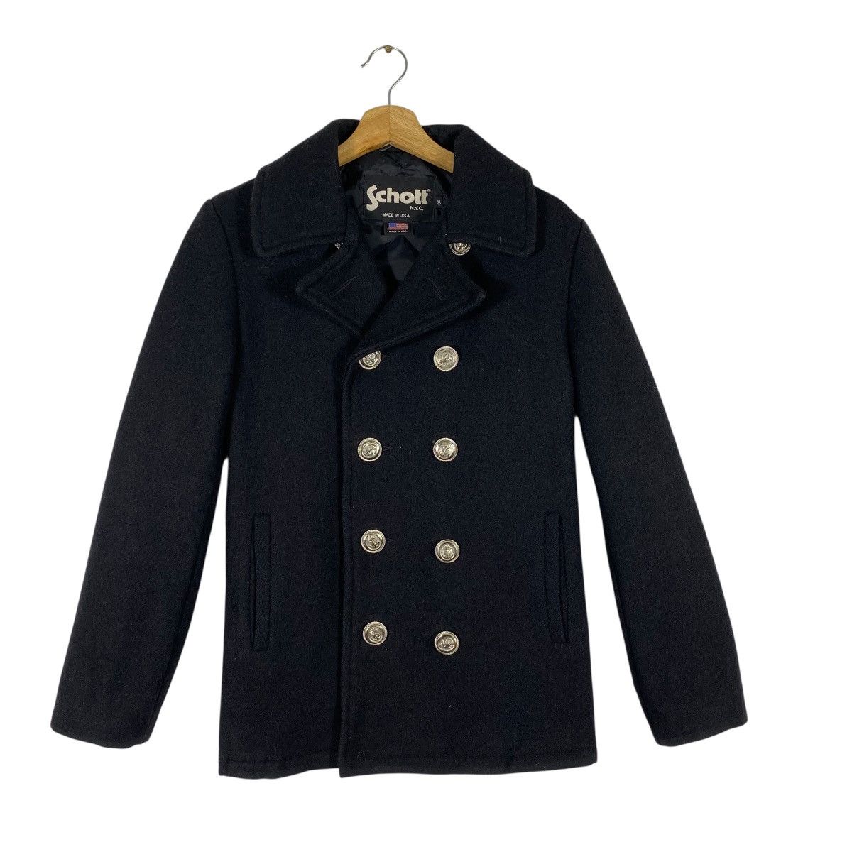 Schott × Vintage Vintage Schott Nyc Peacoat Wool Button Jacket Size 36 Size XS / US 0-2 / IT 36-38 - 1 Thumbnail