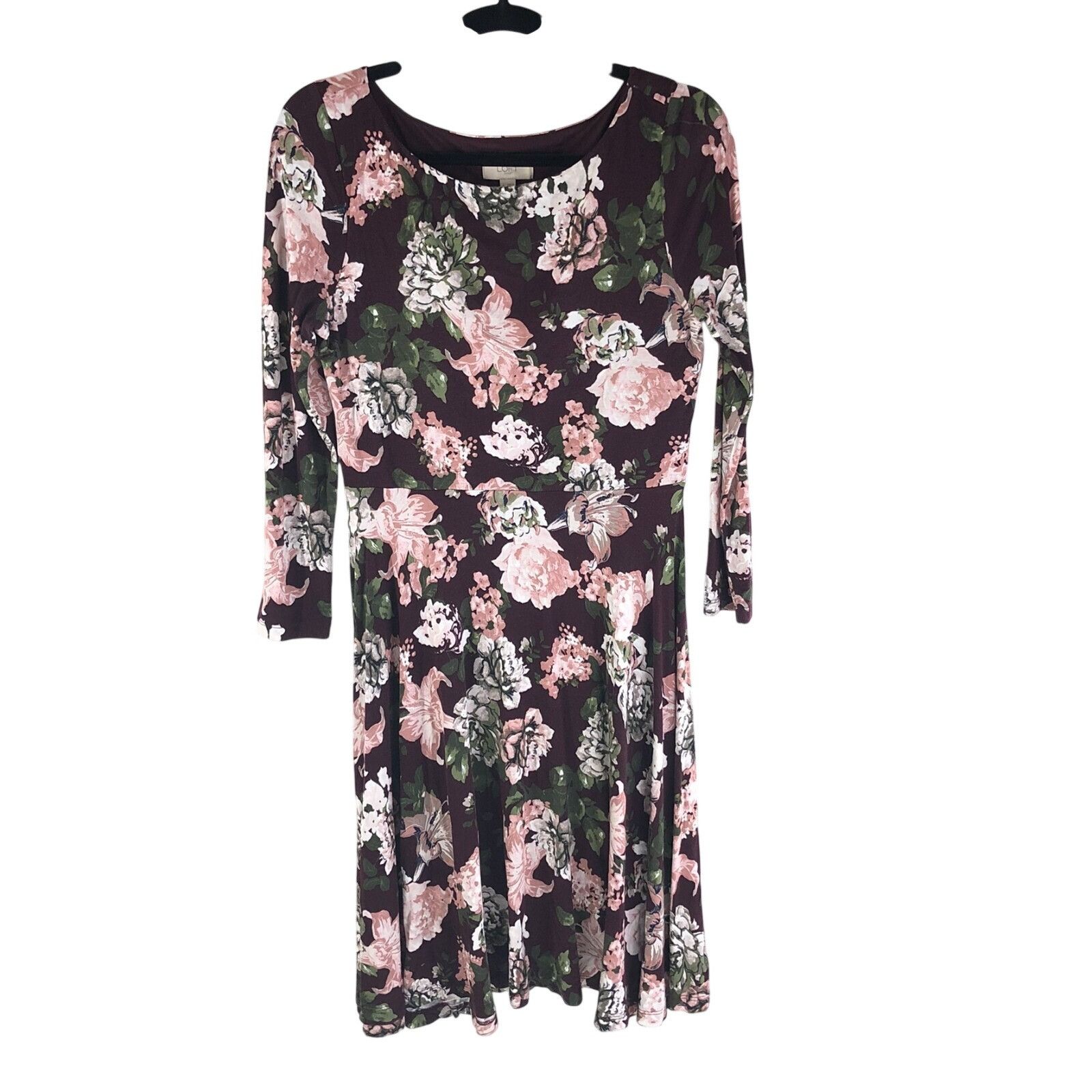 Loft Ann Taylor LOFT Floral Knit Stretch Long Sleeve Scoop Neck B Size S / US 4 / IT 40 - 1 Thumbnail