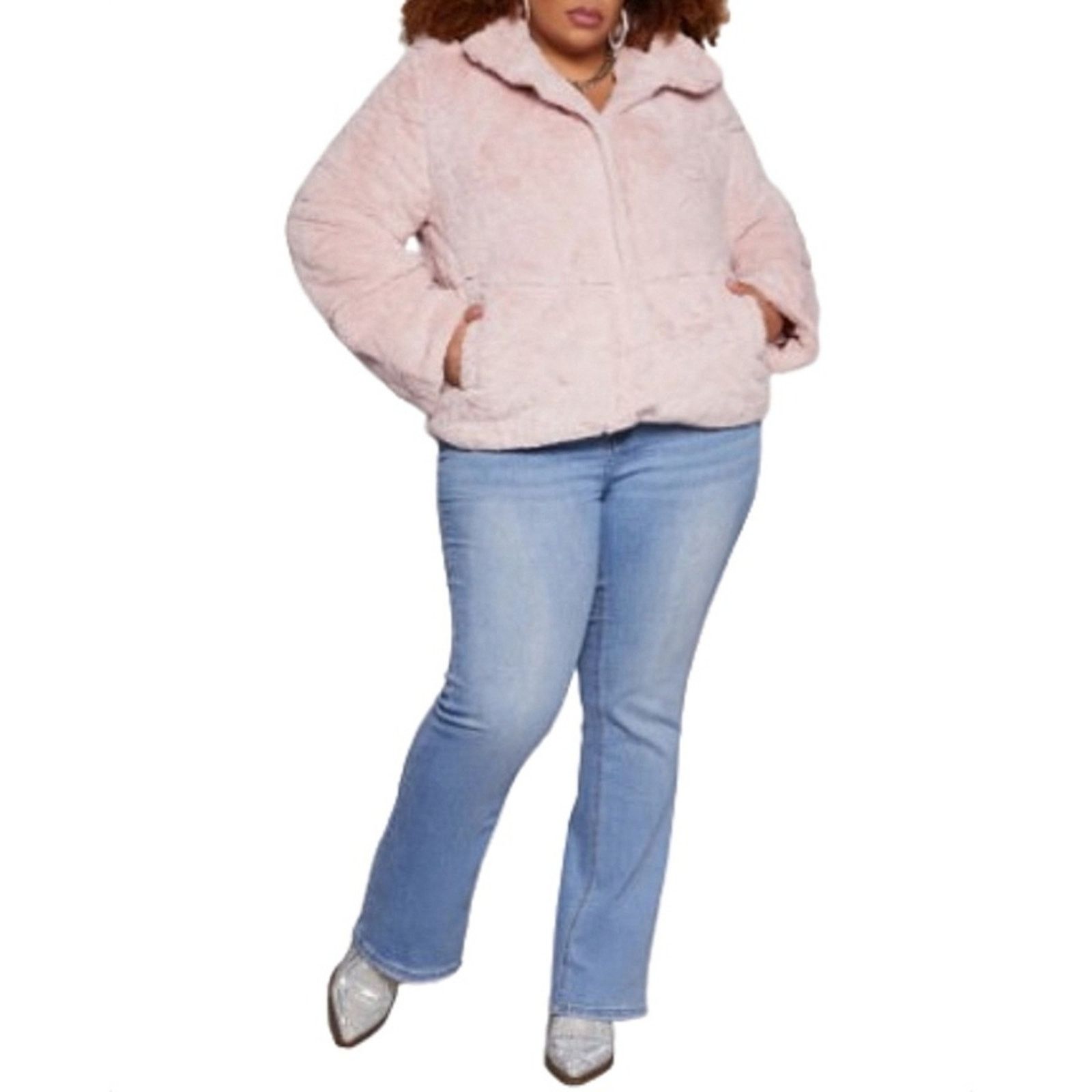 Other Ambiance ☆ Blush ☆ Faux Fur Zip Front Teddy Jacket 2x ☆ NWT Size XXL / US 16-18 / IT 52-54 - 4 Thumbnail