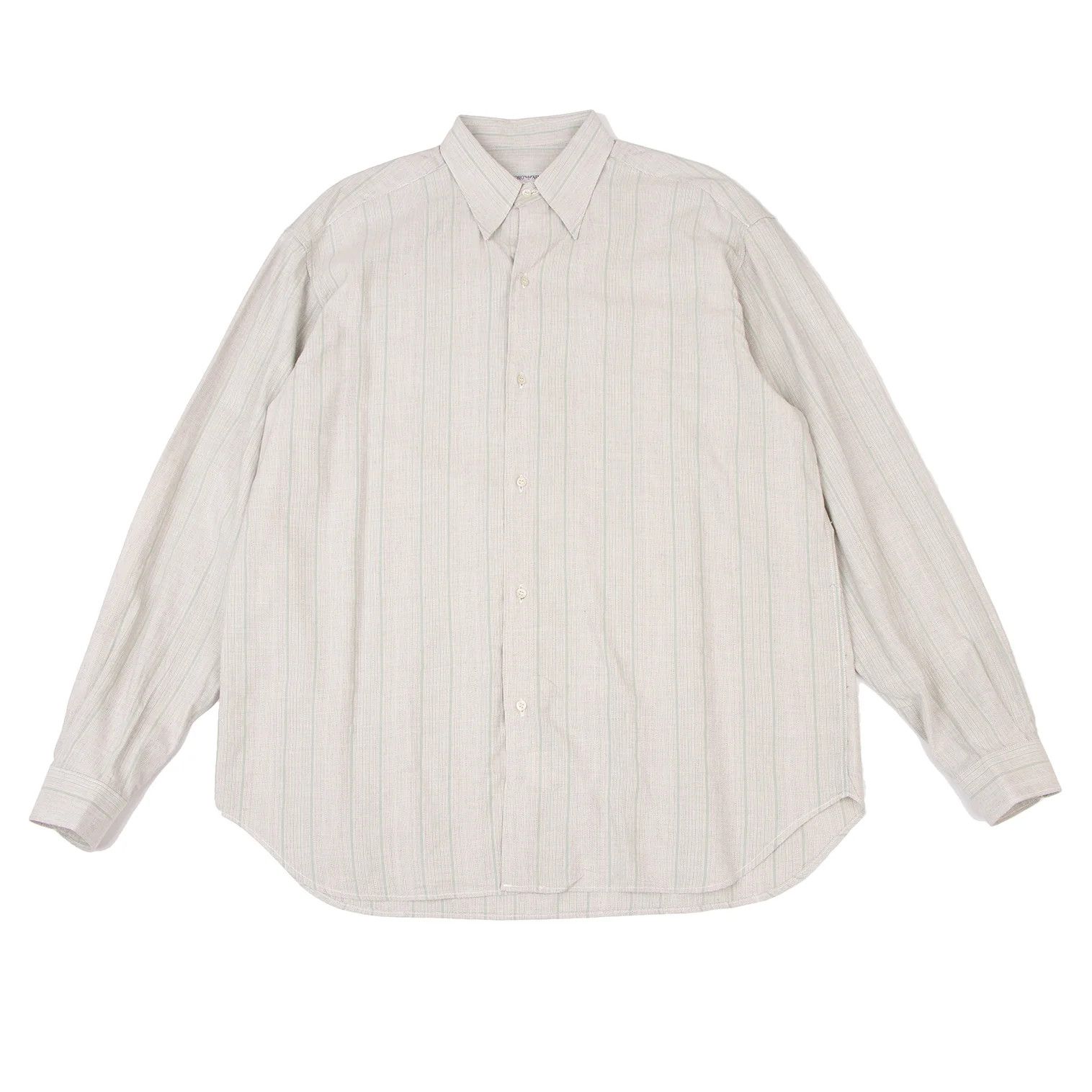 Emporio Armani Cotton Rayone Striped Shirt in Beige, Size L Size US L / EU 52-54 / 3 - 1 Thumbnail
