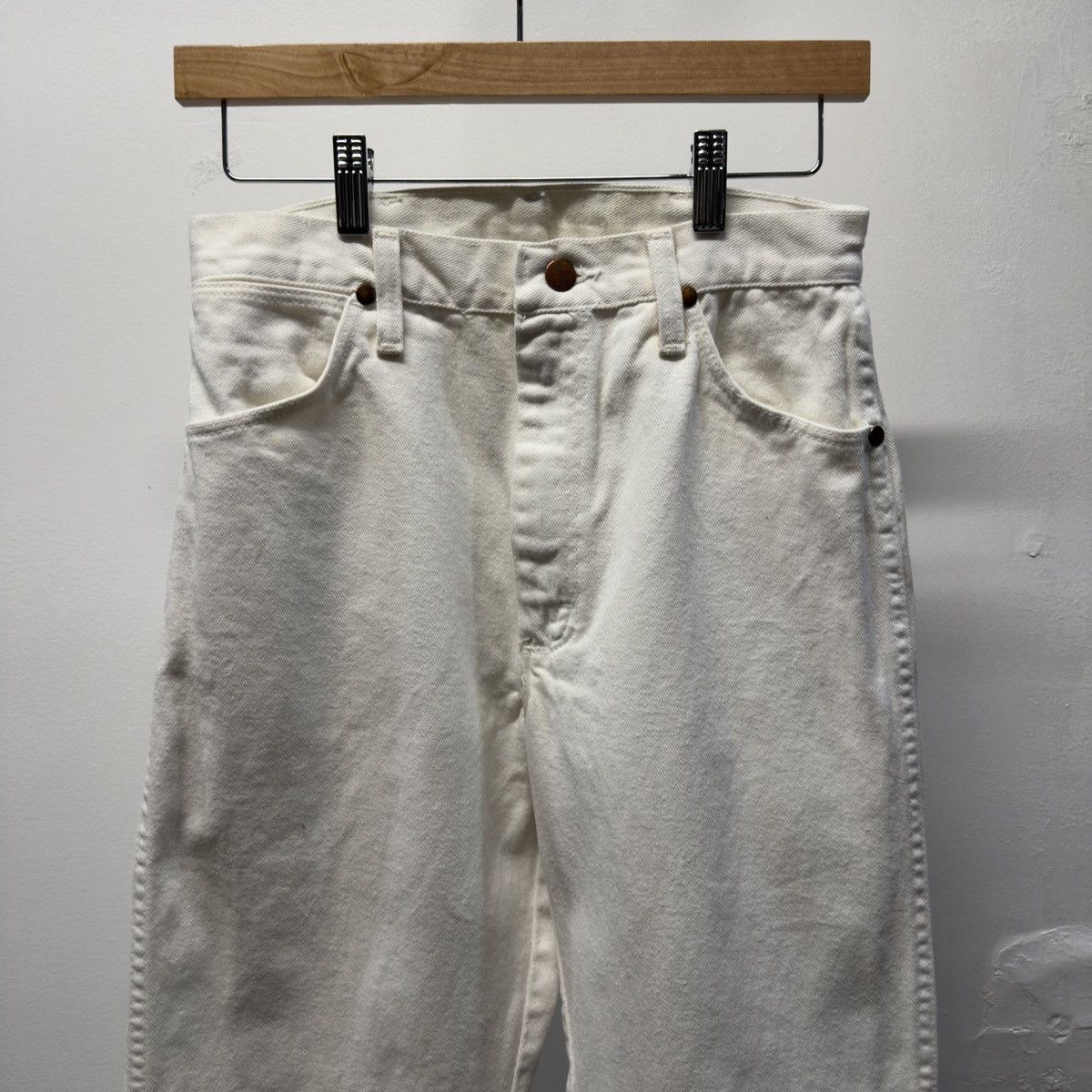 Vintage Wrangler White Denim Jeans Straight Fit ERD Grunge RRL Size 26" / US 2 / IT 38 - 3 Thumbnail
