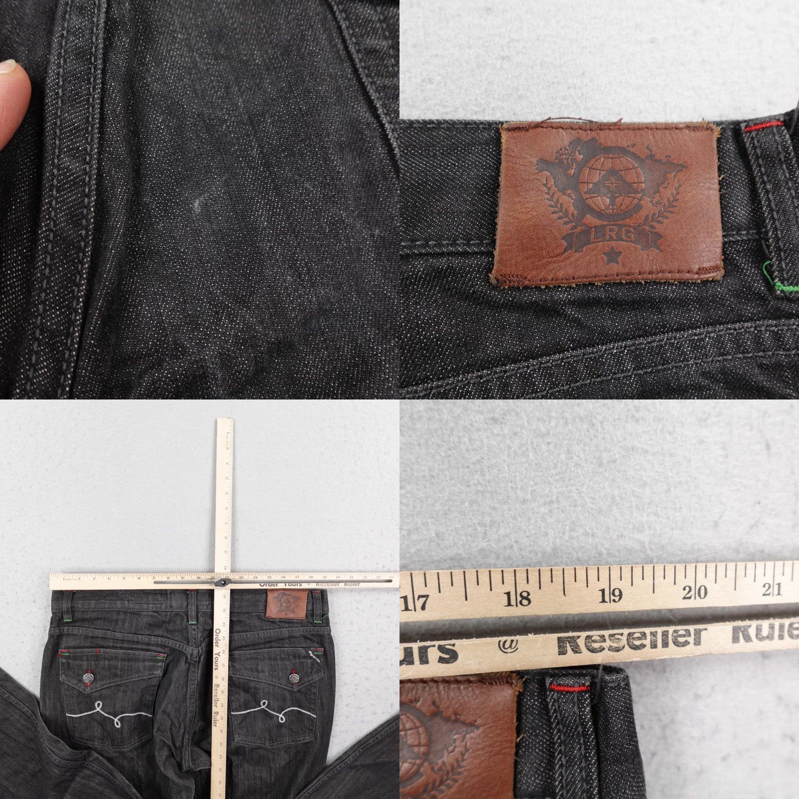 Denime VINTAGE LRG Jeans Mens 38x33 Black Denim Loose Baggy Straight Leg Skater Y2K Size US 38 / EU 54 - 8 Thumbnail