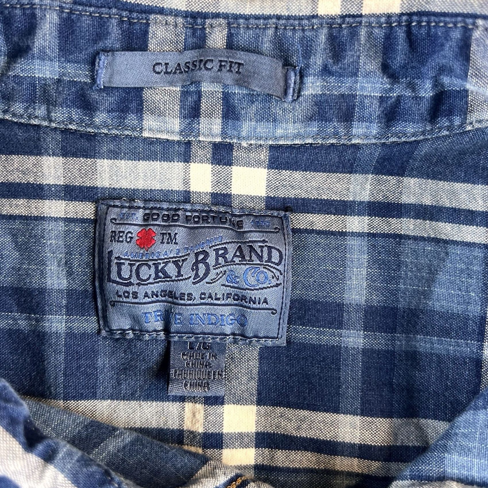Lucky Brand Lucky Brand Button-Up Shirt Mens L True Indigo Blue Plaid Western Classic Fit Long Sleeve Collared Button-Up Mens Regular Blue Western Plaid Shirt Size US L / EU 52-54 / 3 - 3 Thumbnail