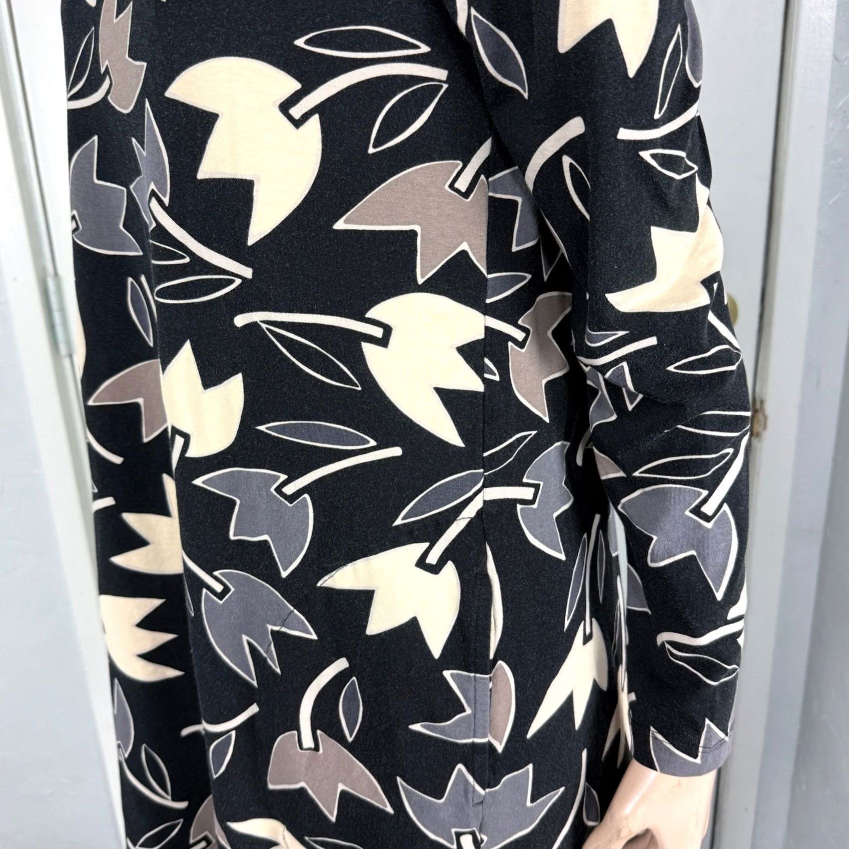 Vintage Gudrun Sjoden Women's Knit Cotton Dress Long Sleeve Floral Pocket M3-14 Medium Black Raglan Sleeve Pullover Dress Woman Size M / US 6-8 / IT 42-44 - 4 Thumbnail