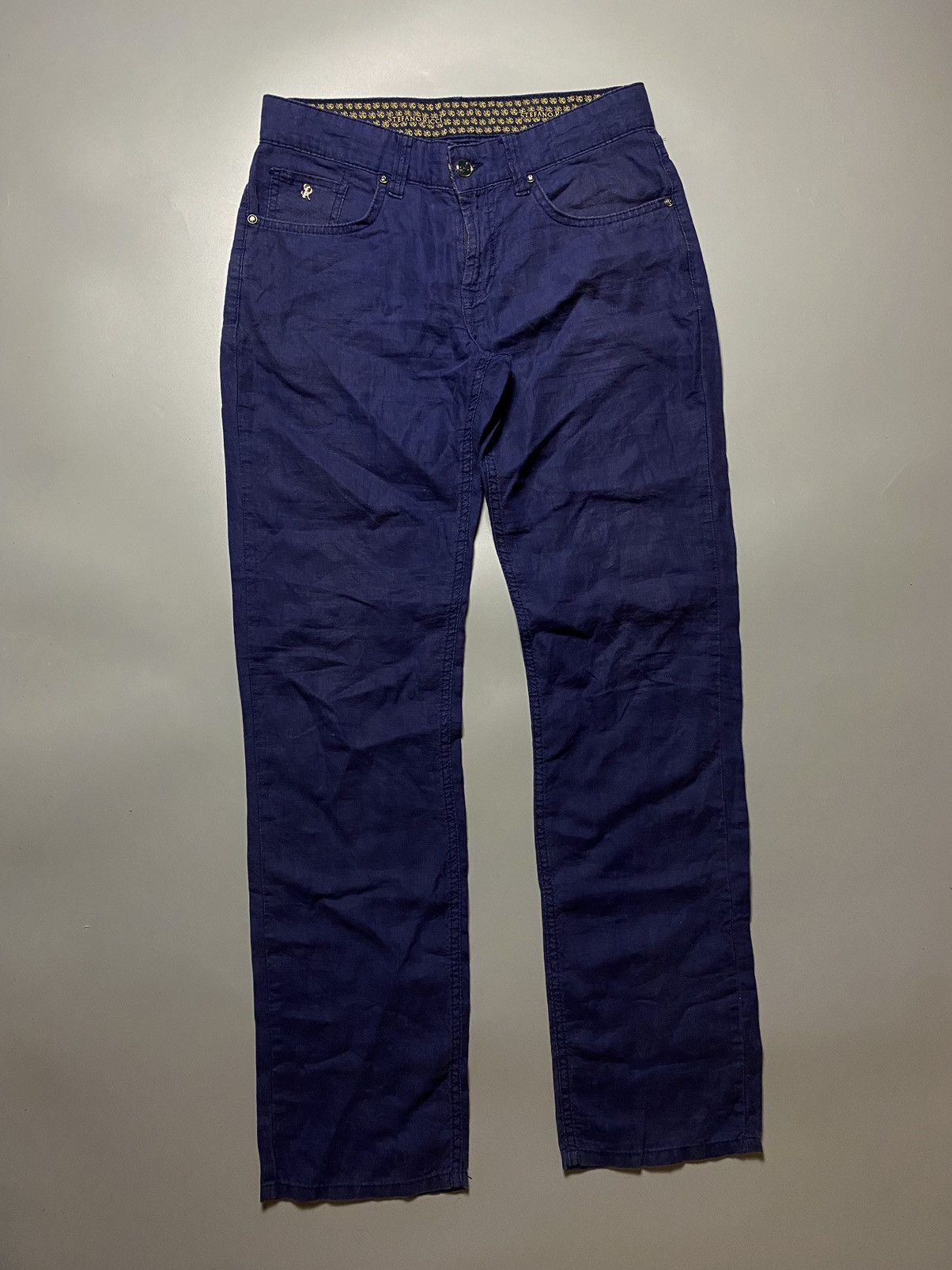 image of Stefano Ricci 100% Linen Premium Pants in Blue, Men's (Size 30)