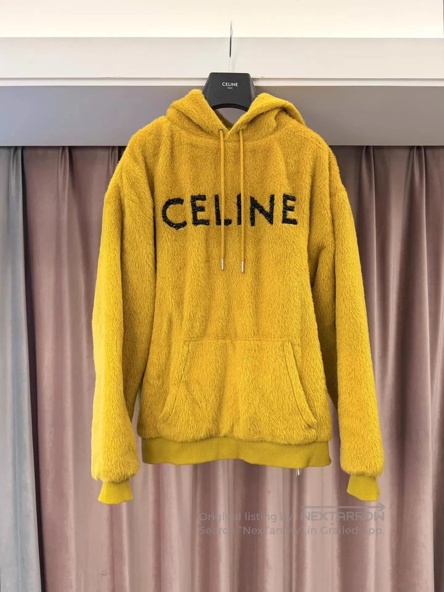 Celine Yellow Fuzzy Hoodie with Drawstring and Pouch Pocket. Size US M / EU 48-50 / 2 - 1 Thumbnail