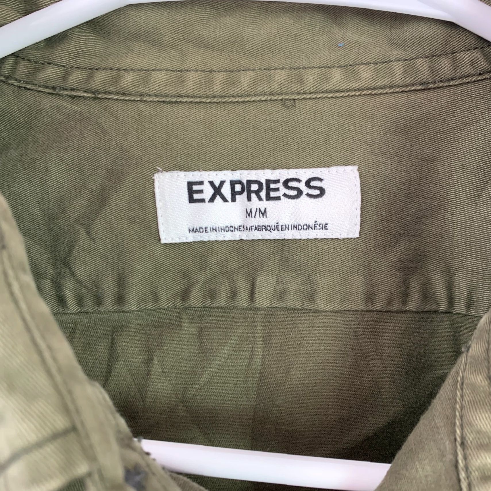 Express Express Green Military Look Patches Long Sleeve Button Up Shirt Medium Size US M / EU 48-50 / 2 - 4 Thumbnail