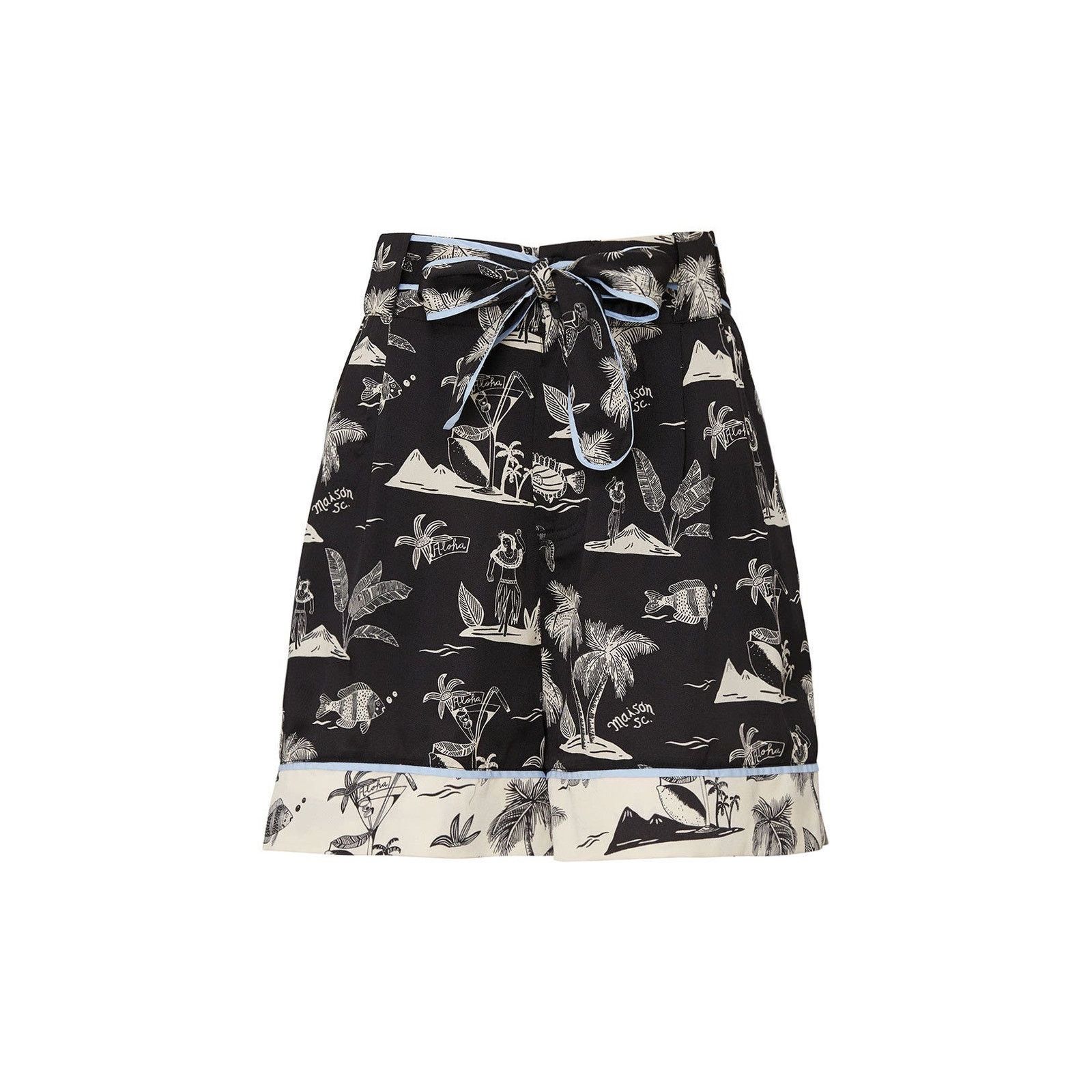 Scotch & Soda Scotch & Soda Small Black White Palm Tree High Waist Shorts Size 27" / US 4 / IT 40 - 3 Thumbnail