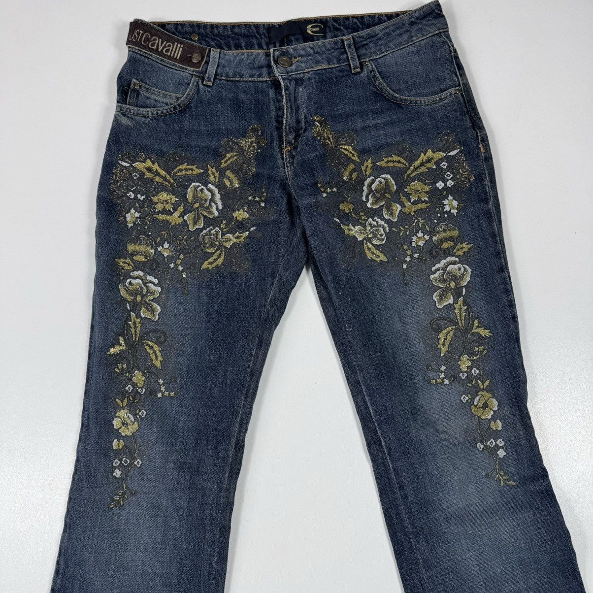 Roberto Cavalli flared y2k jeans justcavalli very rare flowers print Size 27" / US 4 / IT 40 - 4 Thumbnail