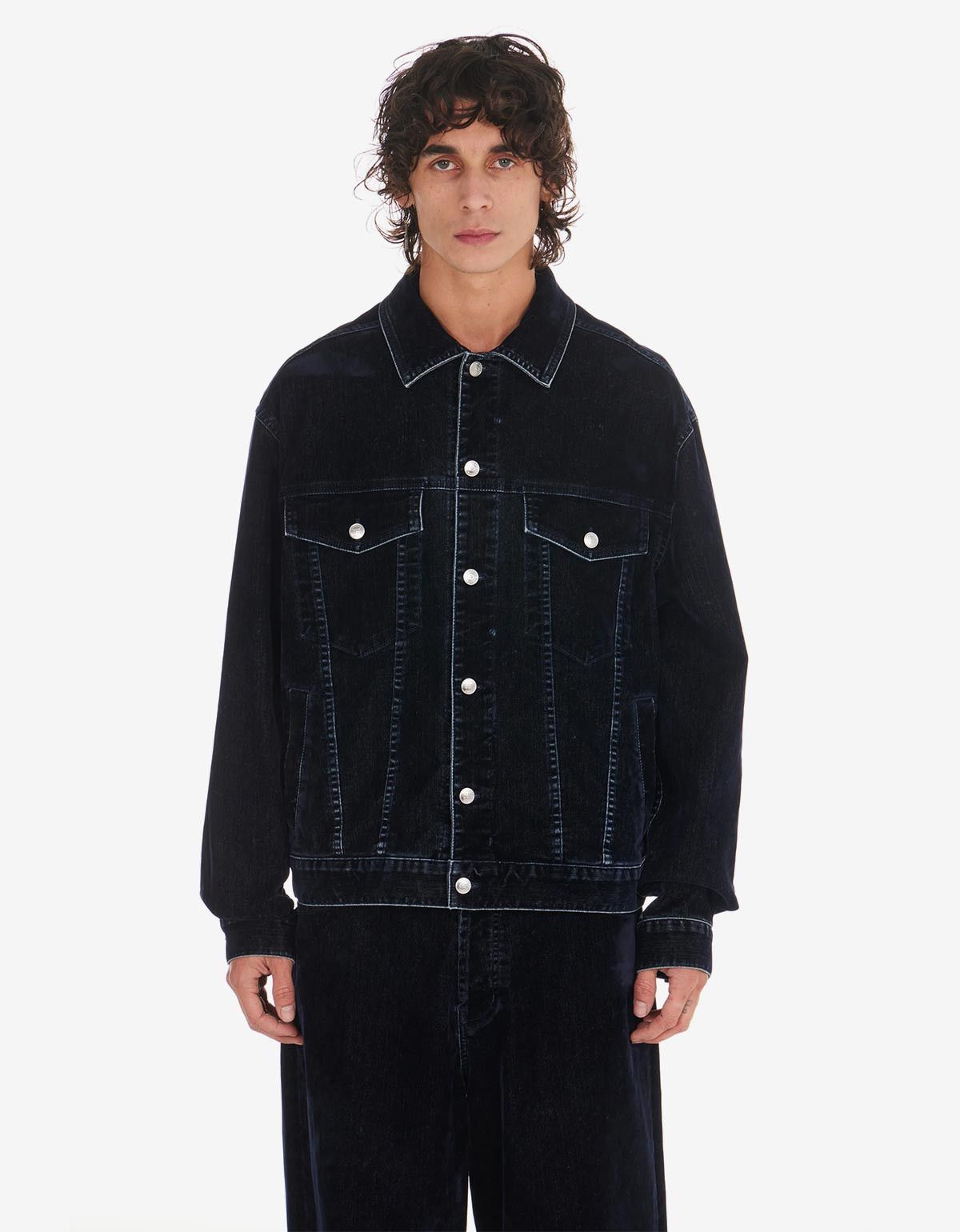 Nahmias Nahmias Blue Moleskin Trucker Jacket Size US L / EU 52-54 / 3 - 1 Thumbnail