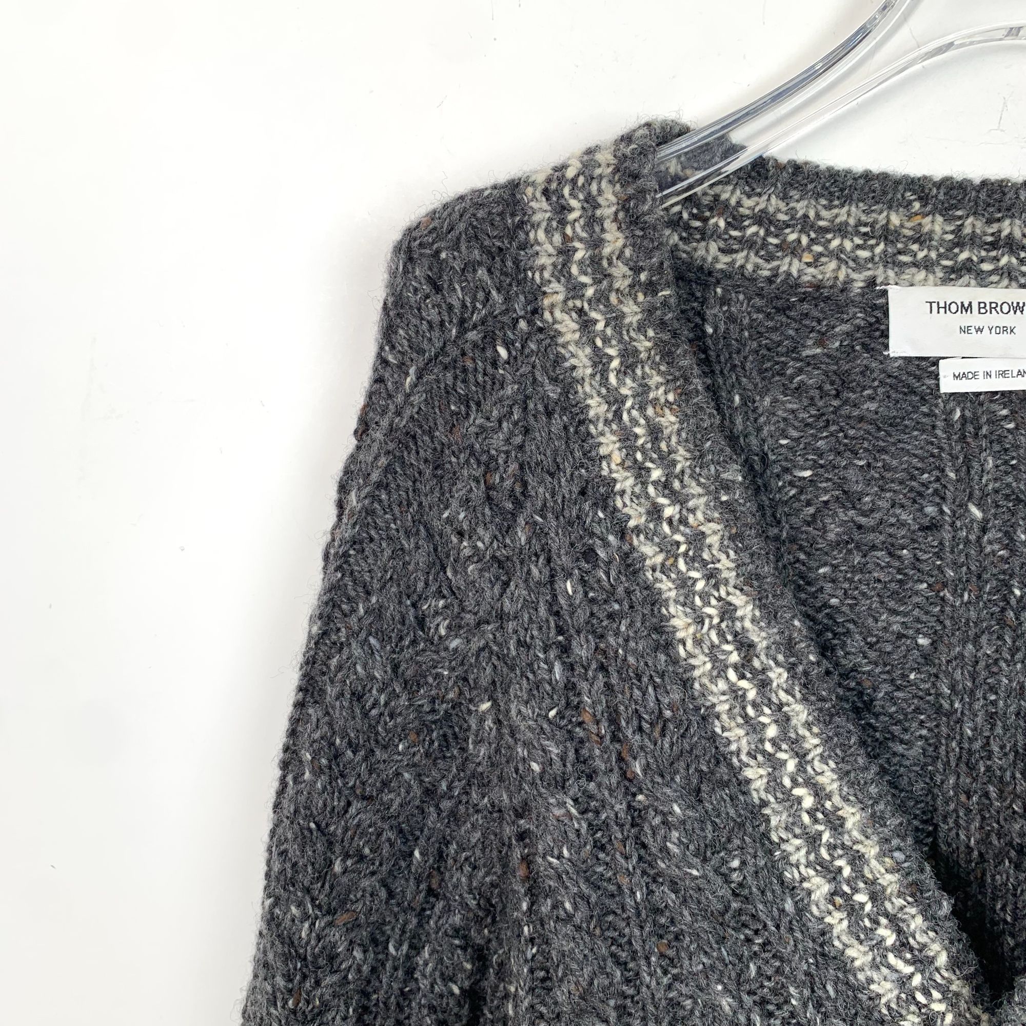 Thom Browne Thom Browne Dark Grey Wool Cable Knit V-Neck Cardigan With S Size XS / US 0-2 / IT 36-38 - 11 Thumbnail