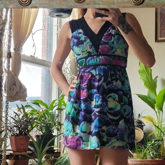 Sandro Sandro 100% silk abstract blue & purple flower dress Size XS / US 0-2 / IT 36-38 - 2 Thumbnail