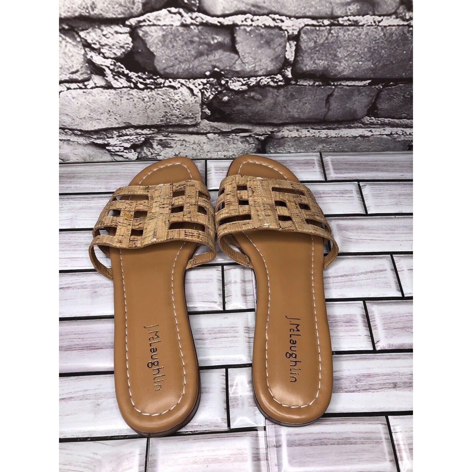J.McLaughlin J. McLaughlin WILLA Tan Leather Cork Flat Slides Sandals Wom Size US 7.5 / IT 37.5 - 5 Thumbnail