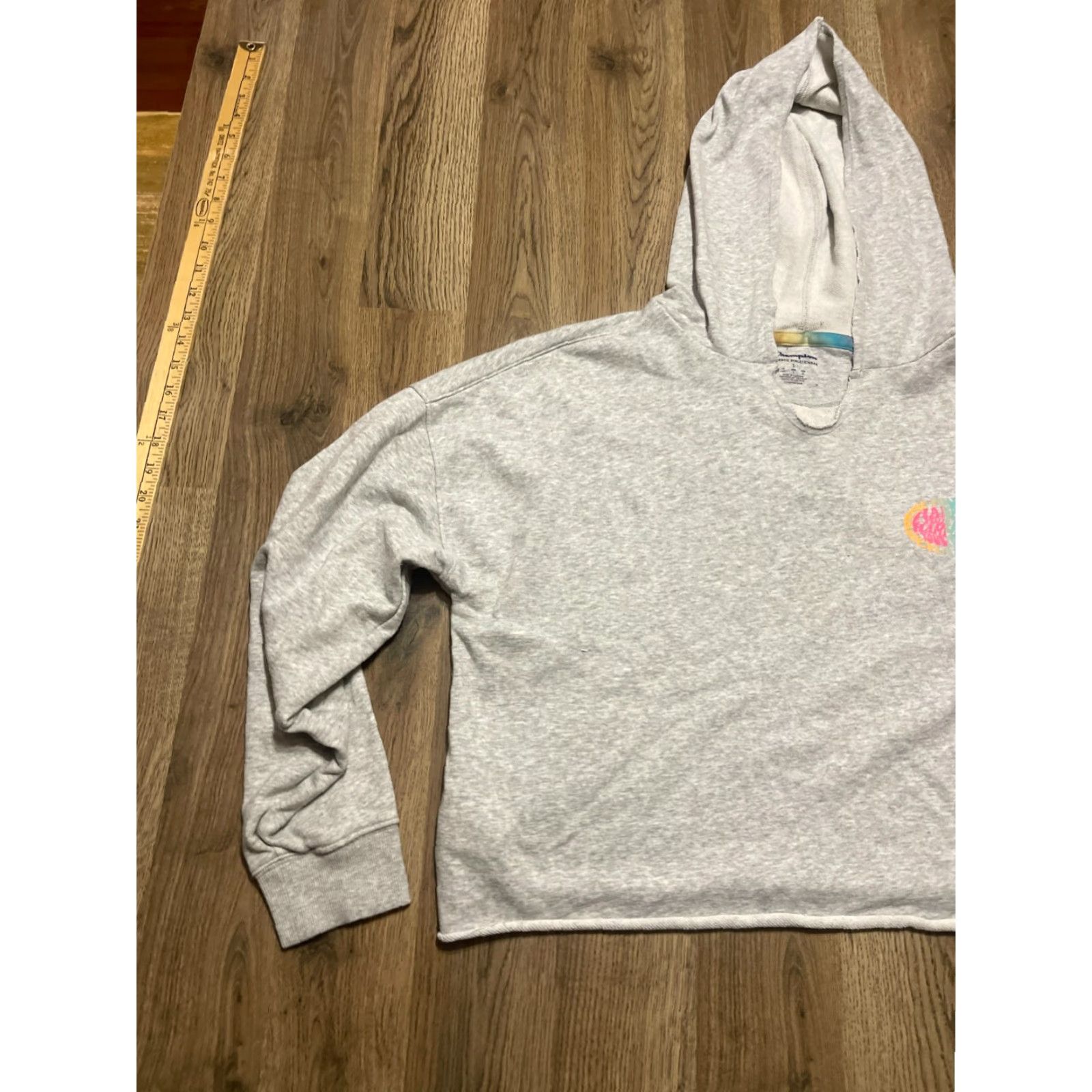 Champion Champion Hoodie Women’s L Gray Pullover V-Neck Crop, Long Sleeve, Casual, Free Return, Regular Fit, Brand Champion, Modern Style Size L / US 10 / IT 46 - 3 Thumbnail