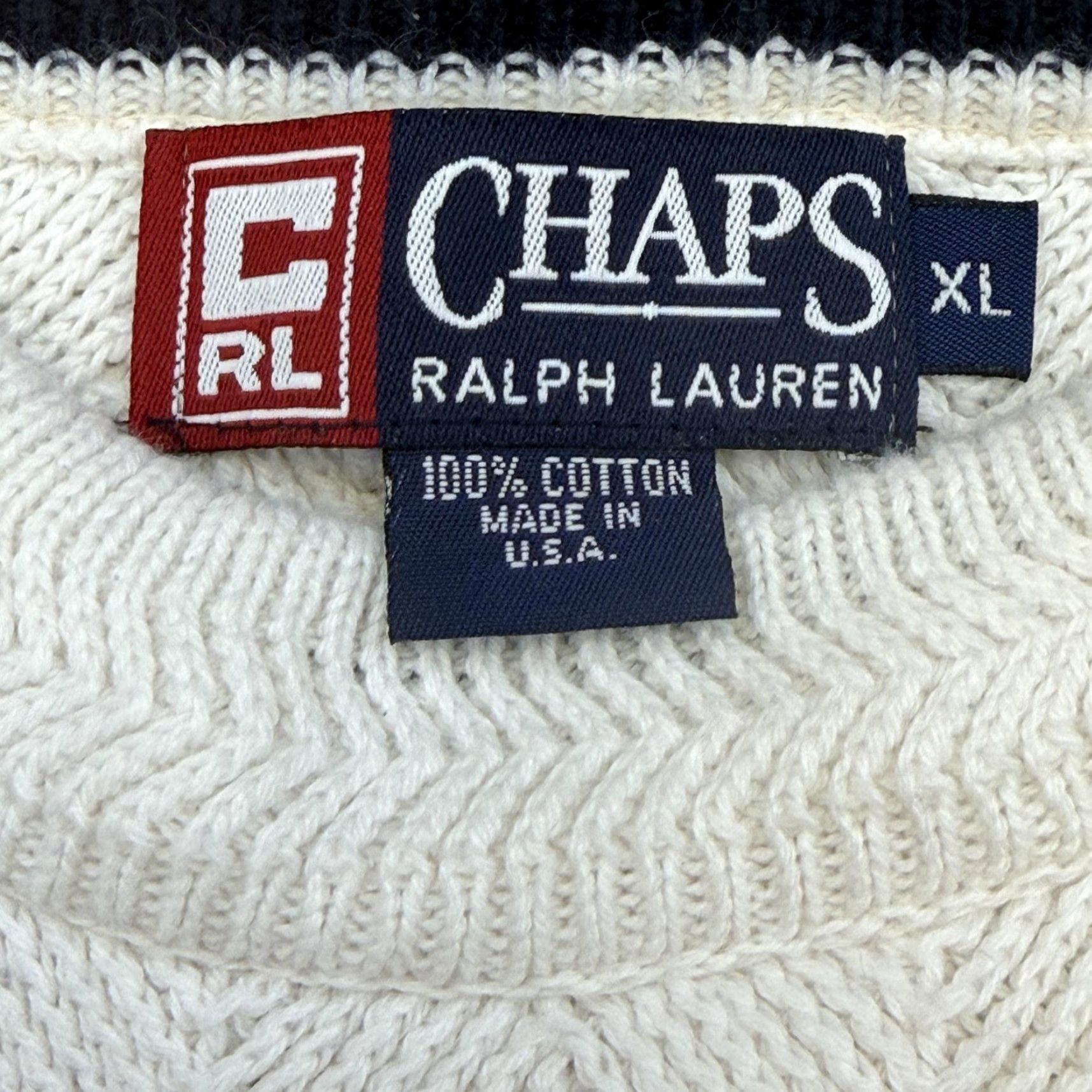 Chaps VINTAGE Chaps Ralph Lauren Sweater Mens XL White Cotton Knit Crest USA 90s Size US XL / EU 56 / 4 - 6 Thumbnail
