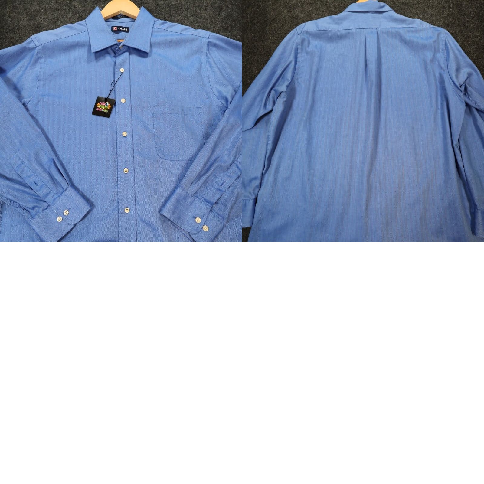 Chaps Chaps Shirt Mens XL Blue Herringbone Long Sleeve Button Down Excellent Size US XXL / EU 58 / 5 - 8 Thumbnail