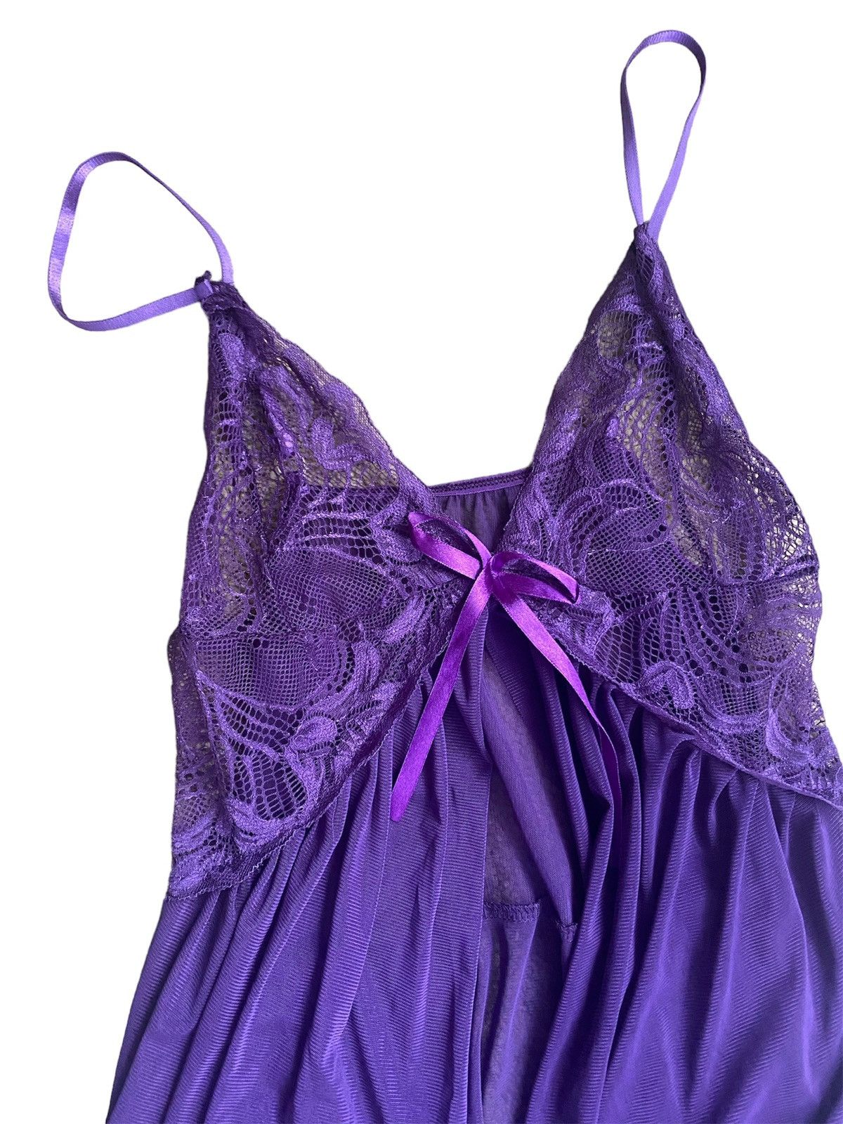 Vintage Purple Lace Lingerie Top Size M / US 6-8 / IT 42-44 - 3 Thumbnail