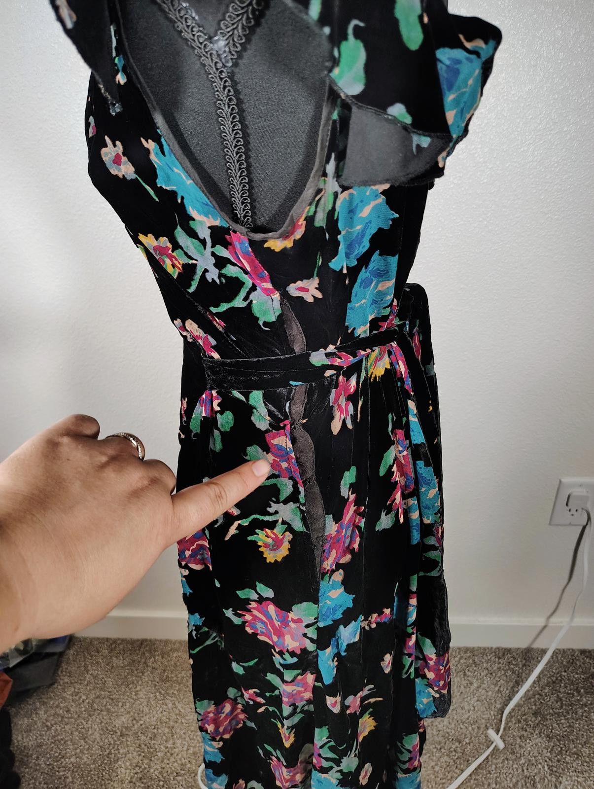 Johnny Was 4 Love Liberty Johnny Was Black Floral Silk Blend Mini Dress Size S / US 4 / IT 40 - 8 Thumbnail