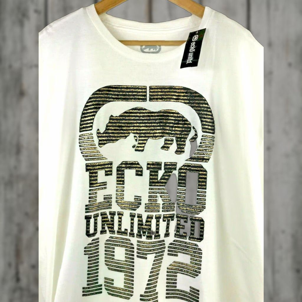Ecko Unltd. Ecko Unltd Tee Mens Medium White T-Shirt Graphic Logo Print NEW Black Gold Rhino Graphic Tee Mens M White Logo Print Size US M / EU 48-50 / 2 - 1 Thumbnail