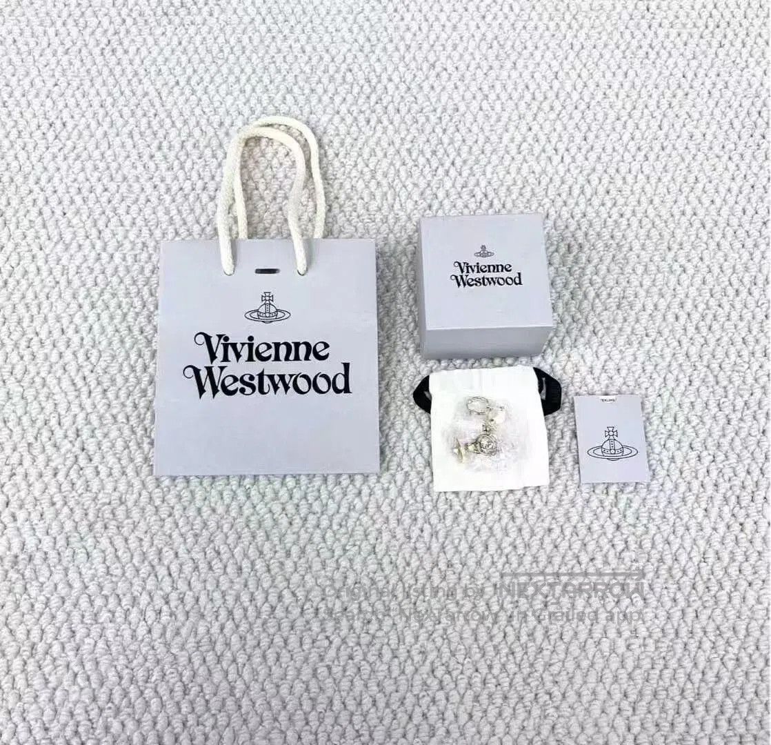 Vivienne Westwood Saturn Pearl Pendant Earrings.