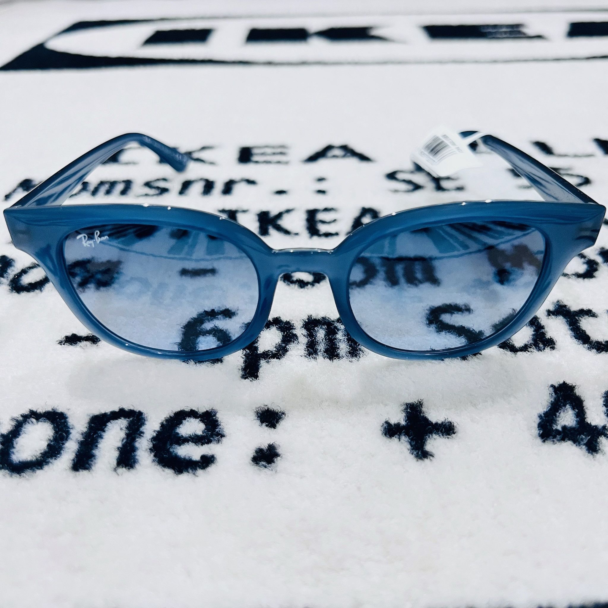 RayBan RayBan RB4324 Transparent Dark Blue Cat Eye Sunglasses Size ONE SIZE - 2 Thumbnail