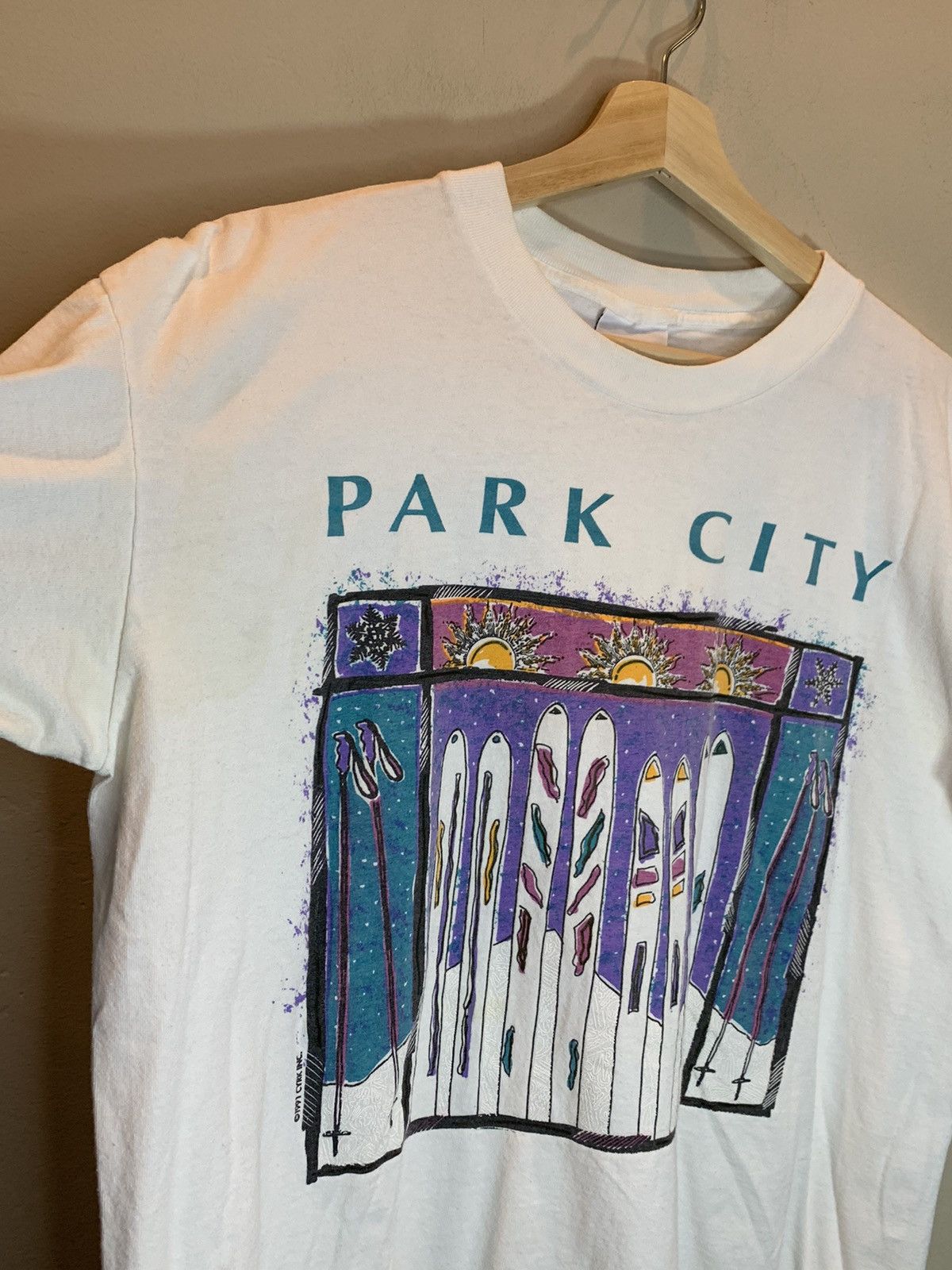Vintage *RARE* Vintage 1991 Park City Utah Ski Snow Winter Art Shirt Size US L / EU 52-54 / 3 - 3 Thumbnail