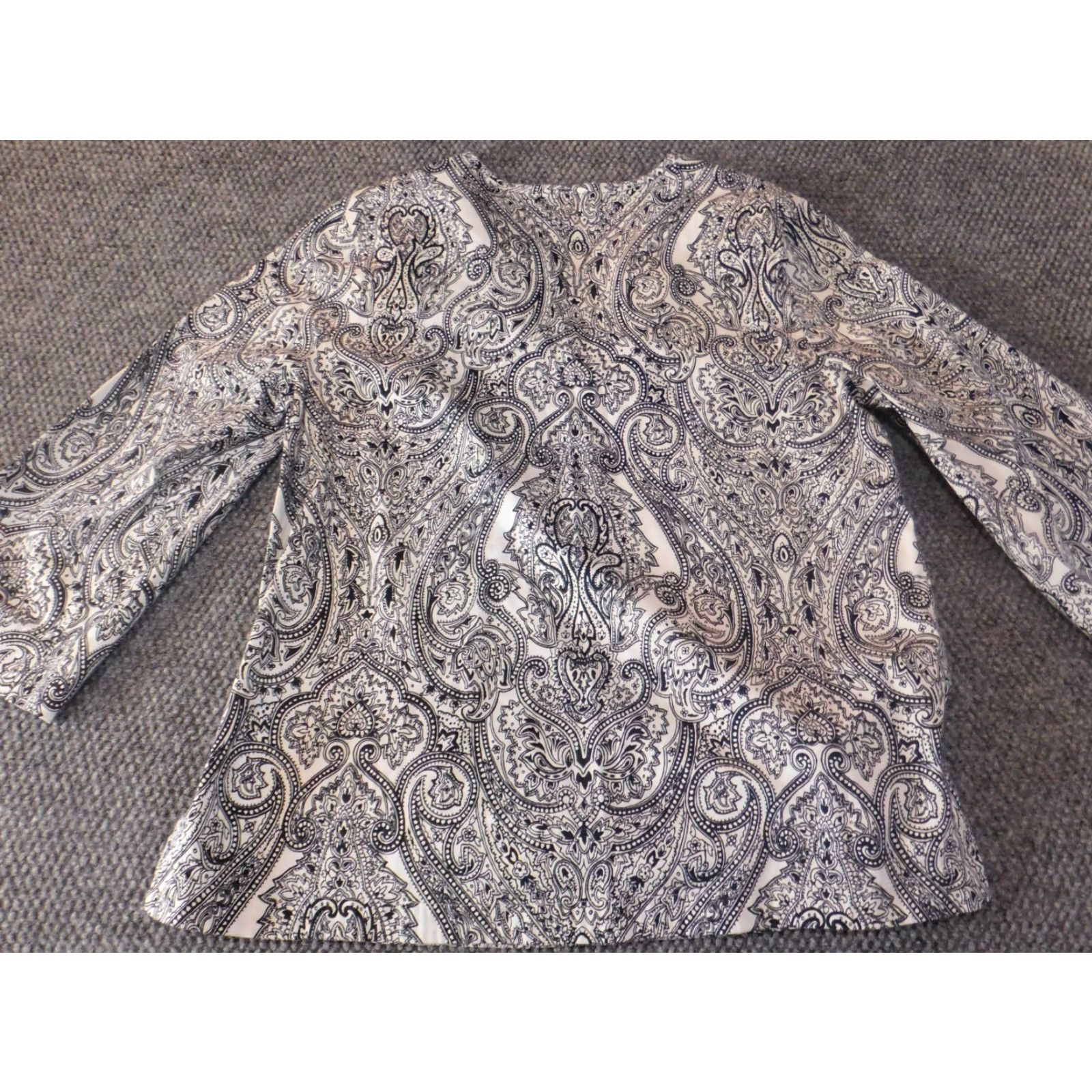 Talbots Talbots Womens Blouse L Gray Floral Designer V-Neck Pullover Knit Shirt Casual Stretch Regular Size L Womens Size L / US 10 / IT 46 - 7 Thumbnail