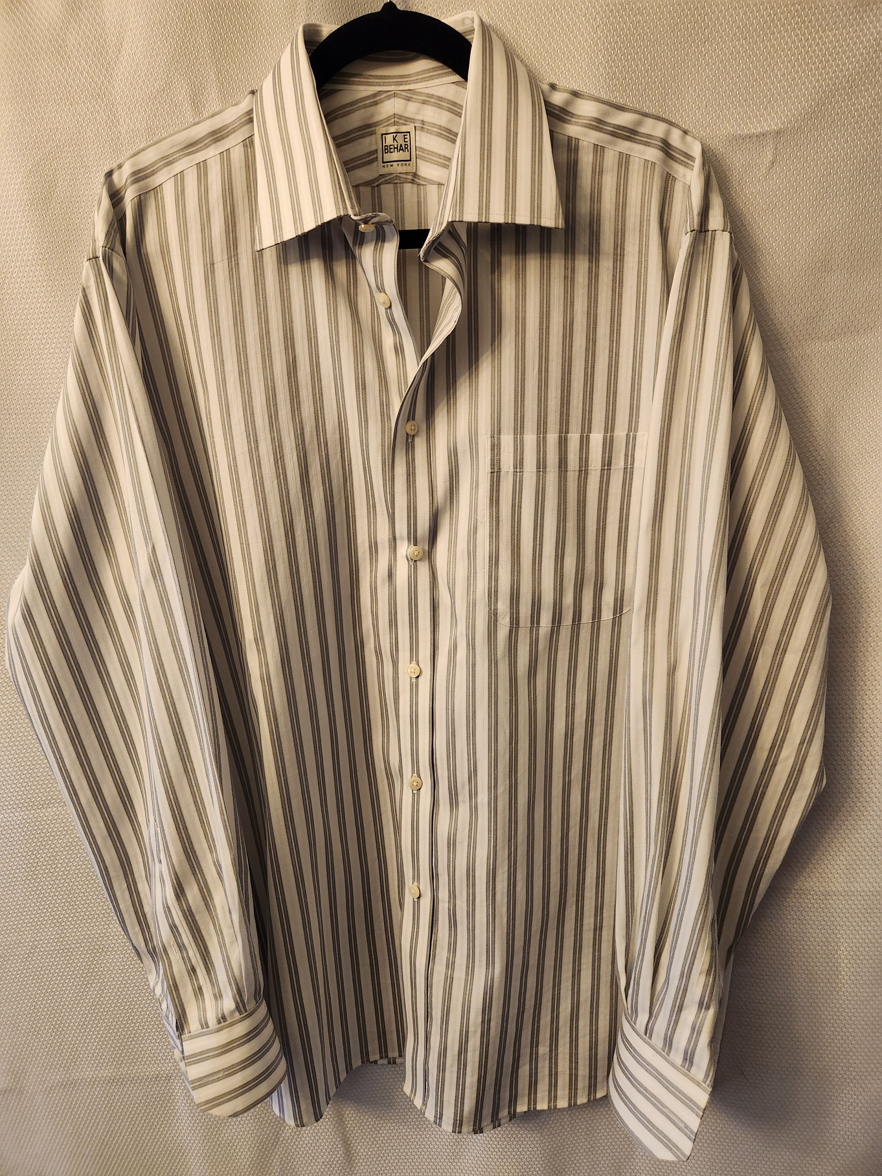 Ike Behar 100% Cotton Striped Long Sleeves Shirt Size US XL / EU 56 / 4 - 1 Thumbnail