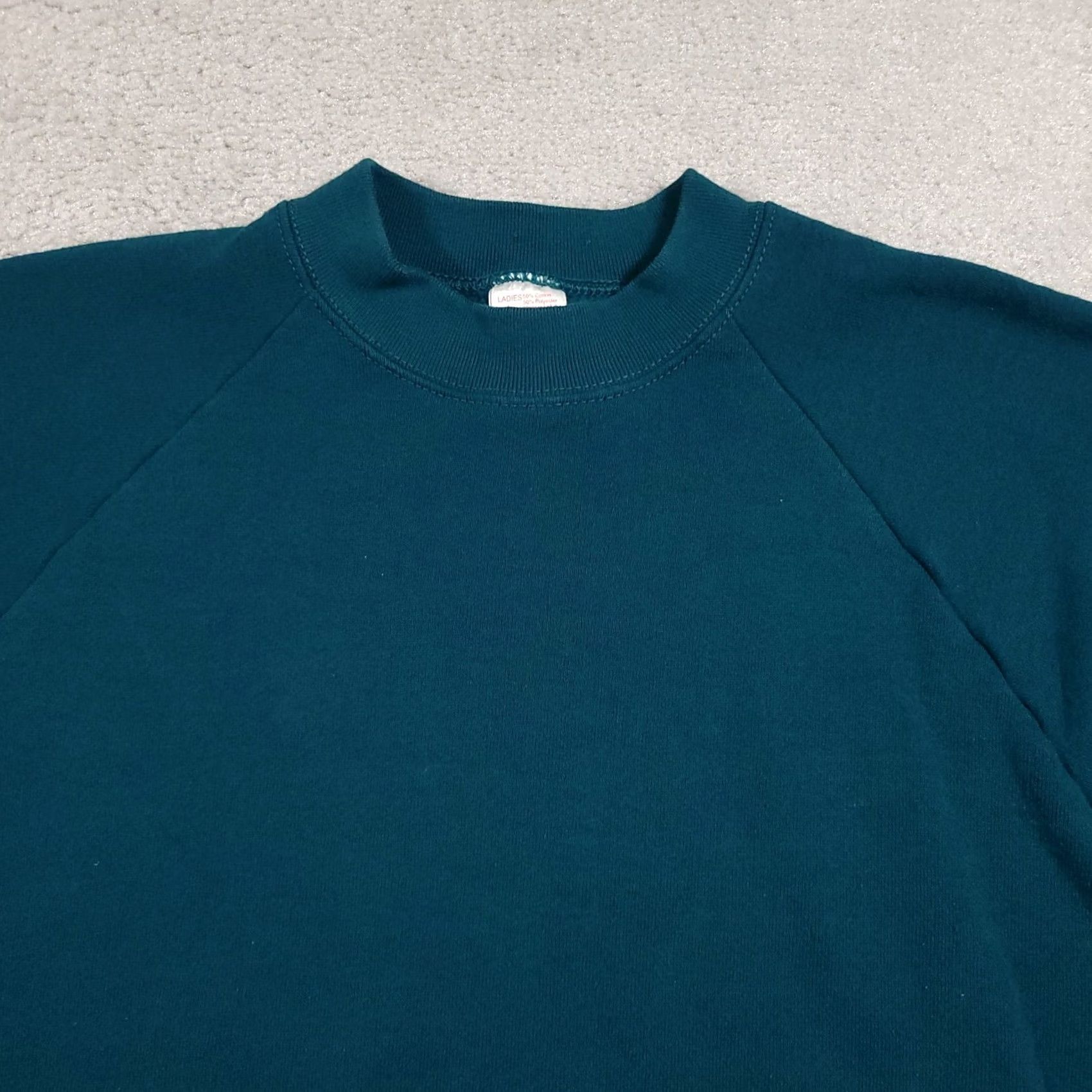 Fruit Of The Loom VINTAGE Fruit of the Loom Sweatshirt Womens Large Crewneck Pullover Made USA 90s Green Crew Neck Raglan Long Sleeve Size L / US 10 / IT 46 - 3 Thumbnail
