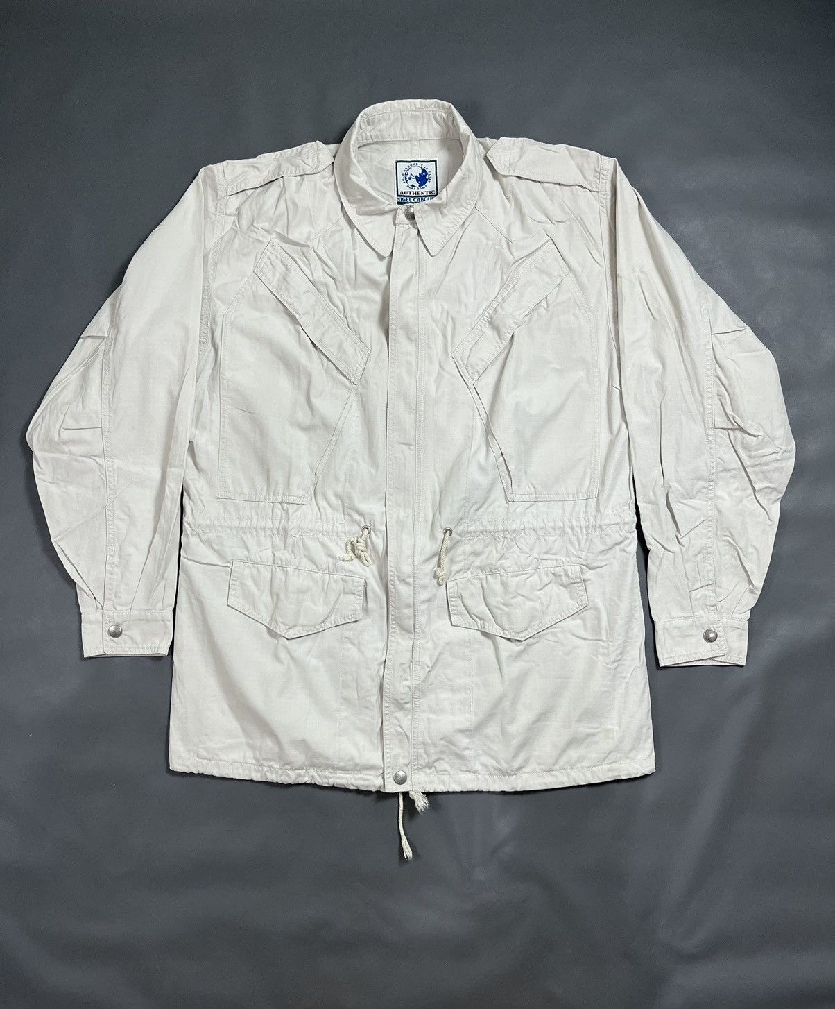 image of Nigel Cabourn Hunting Parka Jacket in White, Men's (Size Large)