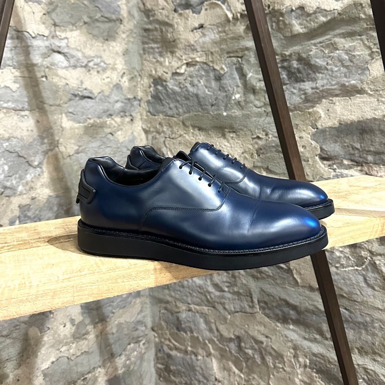 Prada Prada Navy Blue Lace-up Logo Platform Derby Shoes Size US 7 / EU 40 - 1 Thumbnail