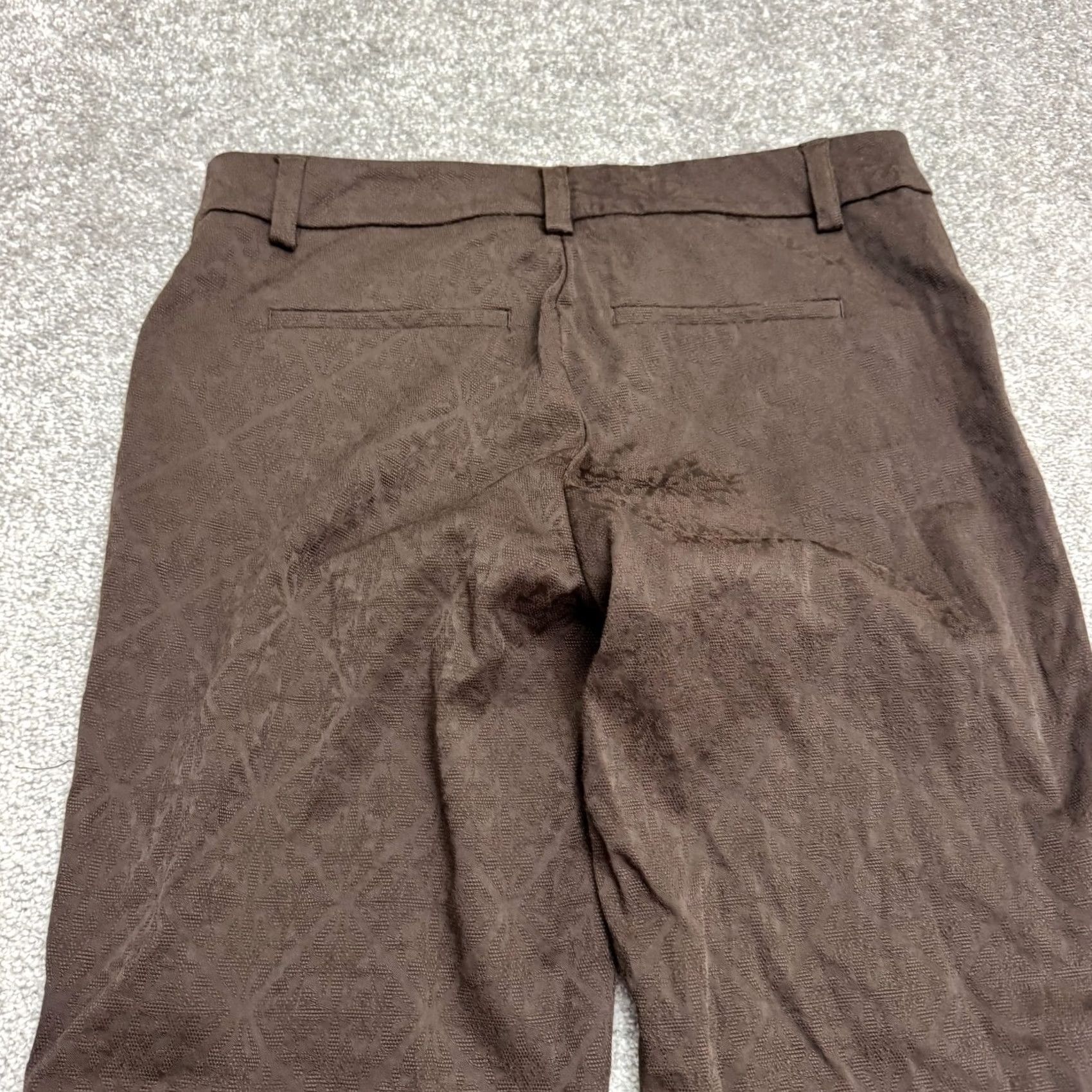 Vintage Womyn Dress Pants Flared Jacquard High Rise Brown Argyle Diamond 10 Women's Pants Size 32" / US 10 / IT 46 - 3 Thumbnail