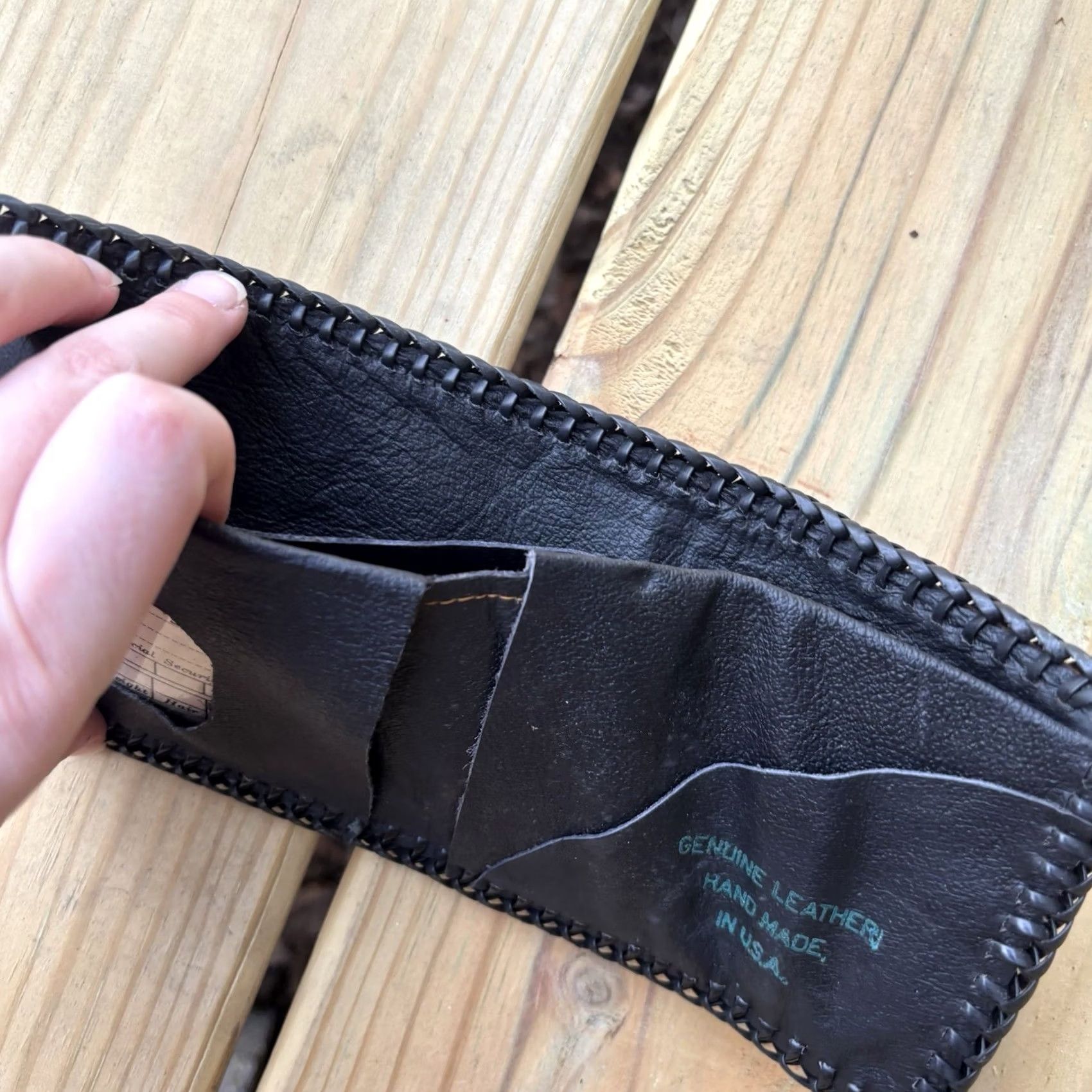 Vintage VINTAGE Wallet Leather Whipstitch Bifold Hand Tooled USA Made Trifold Cowboy Money USA Men Brown Leather Wallet Horse Eagle Pattern 9 in 4 in Fans Mrn Size ONE SIZE - 4 Thumbnail