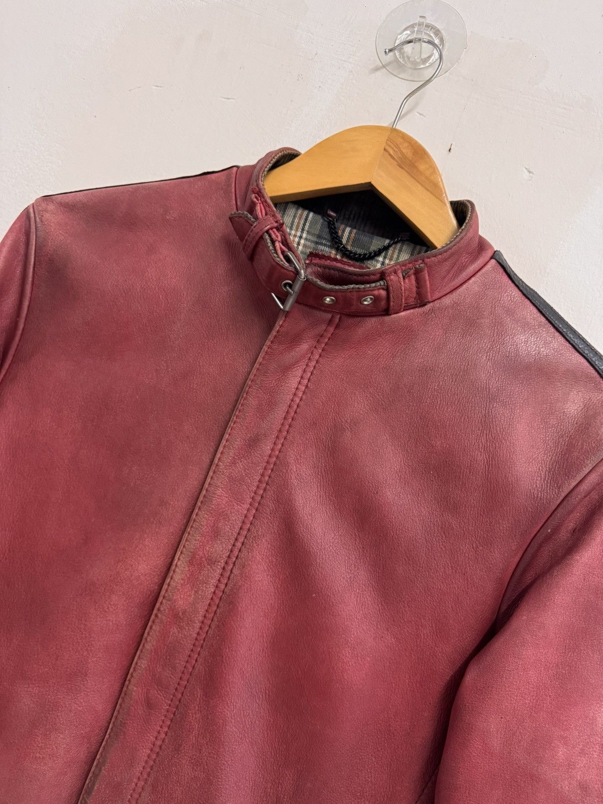 Schott Vintage 80s Schott NYC 654 Red Leather Jacket Racing Stripes Size US S / EU 44-46 / 1 - 3 Thumbnail