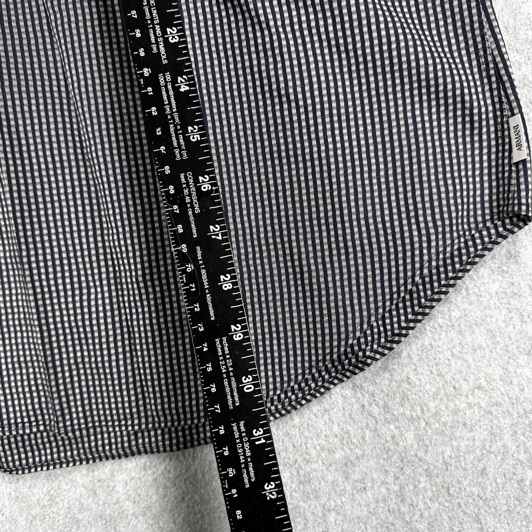 Armani Armani Collezioni Dress Shirt Mens XL Blue Striped 100% Cotton Long Sleeve Button Front Classic Fit for Business Size 46R - 7 Thumbnail