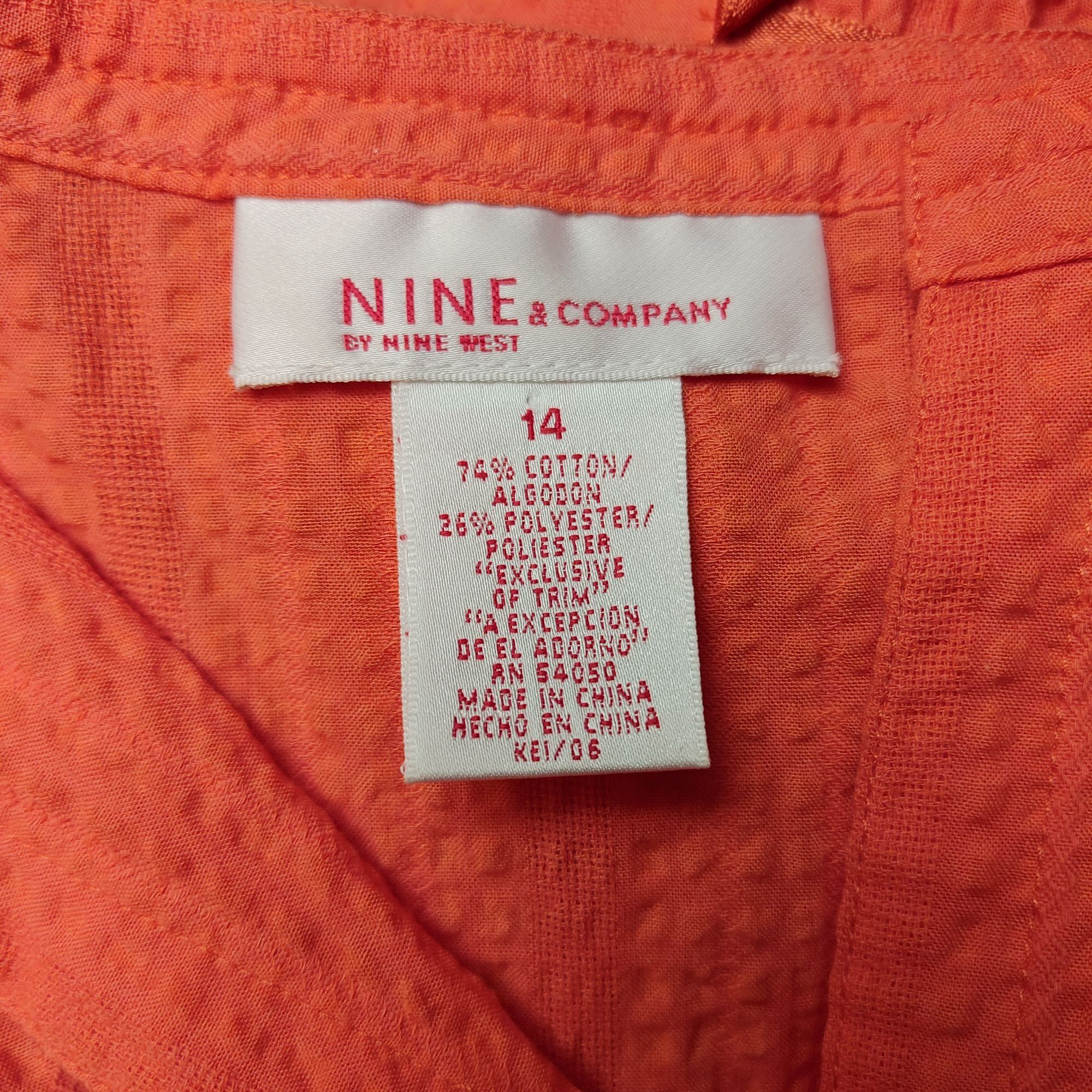 Nine West Nine & Company | Nine West Women's Orange Tie Back Long Slee Size XL / US 12-14 / IT 48-50 - 3 Thumbnail